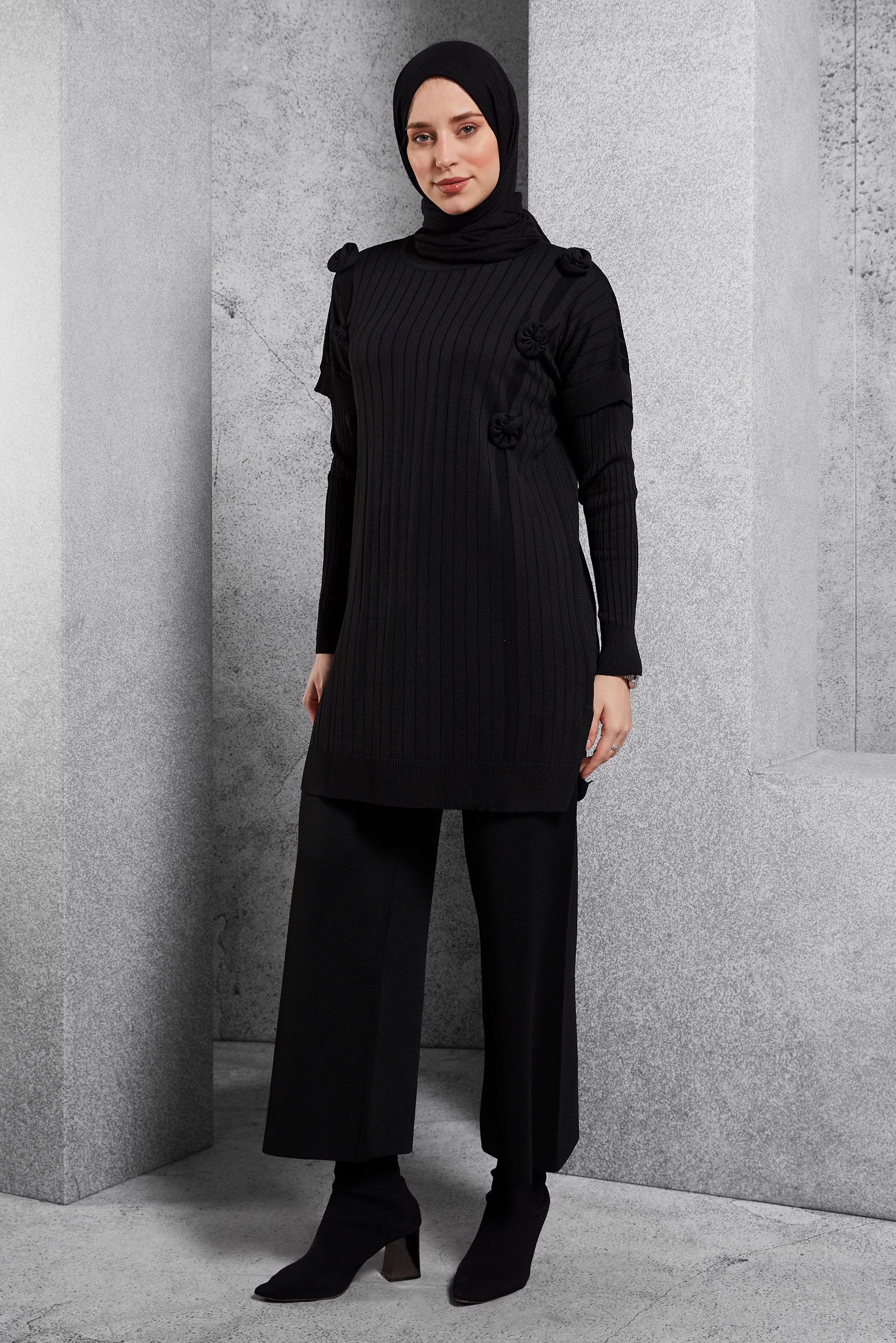 Tesettür giyim SİYAH TRİKO TUNİK 44992