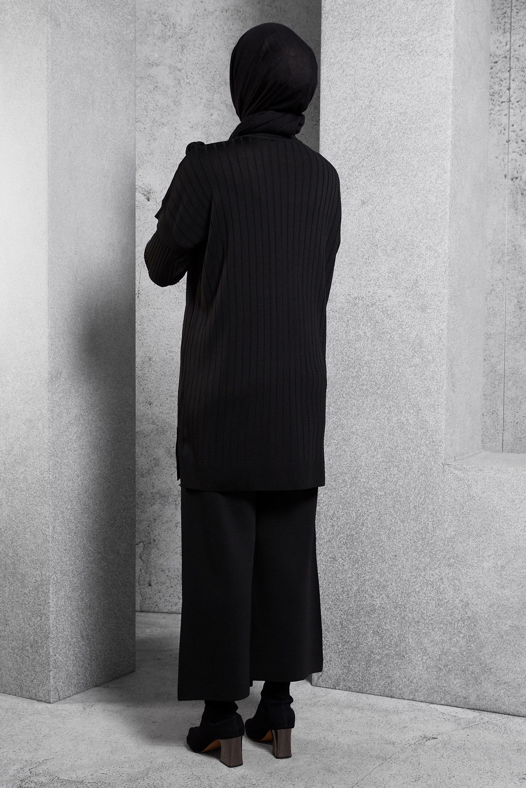 Tesettür giyim SİYAH TRİKO TUNİK 44992