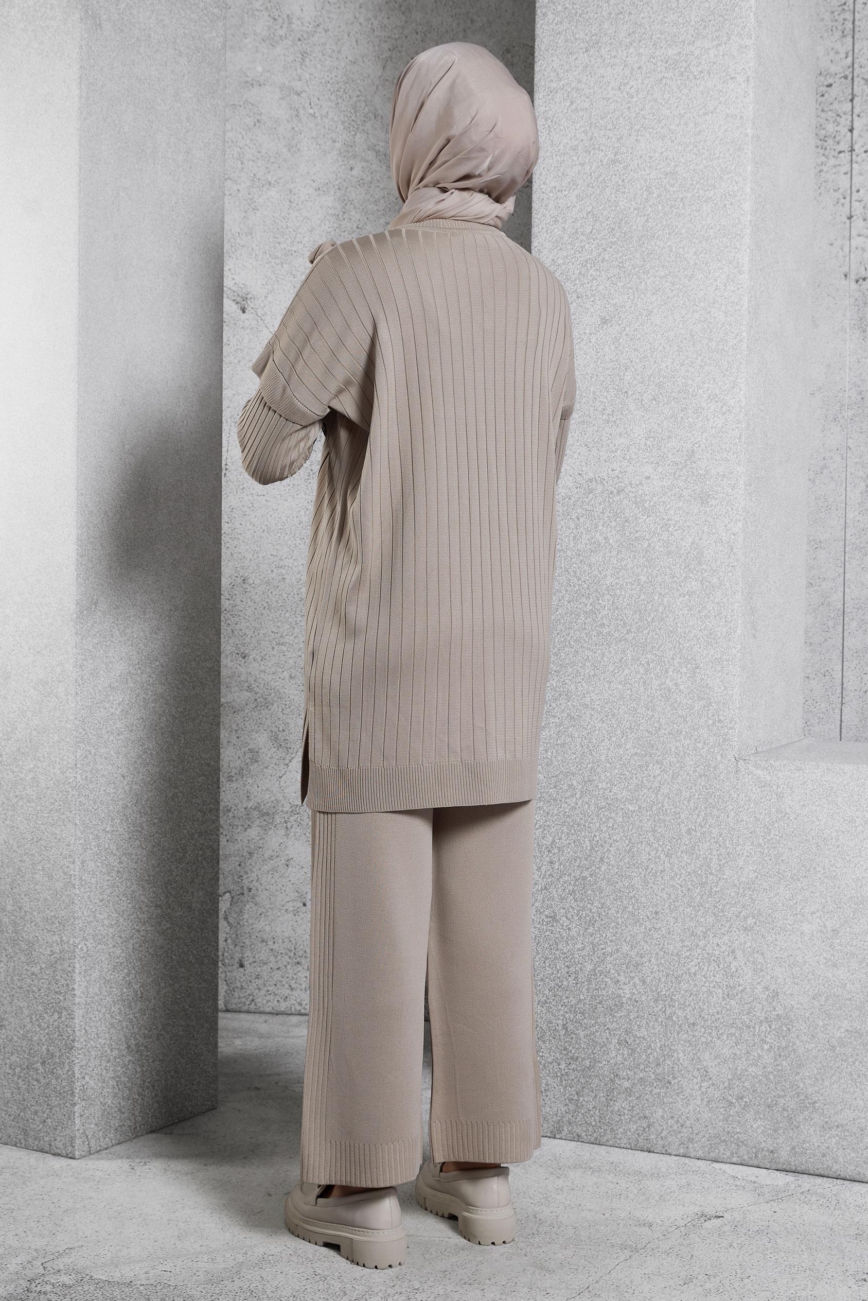 Tesettür giyim BEJ TRİKO TUNİK 44992