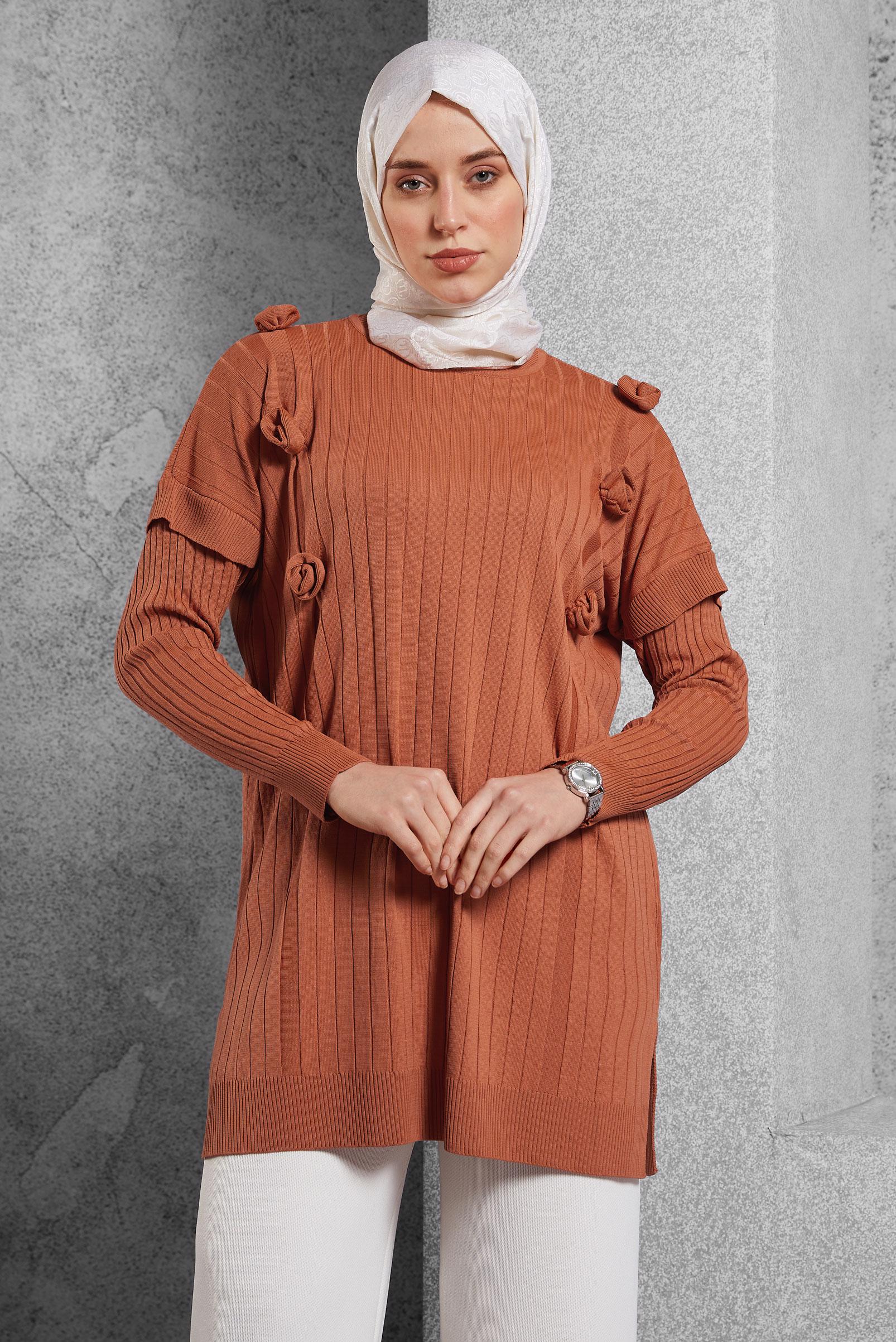 Tesettür giyim TURUNCU TRİKO TUNİK 44992