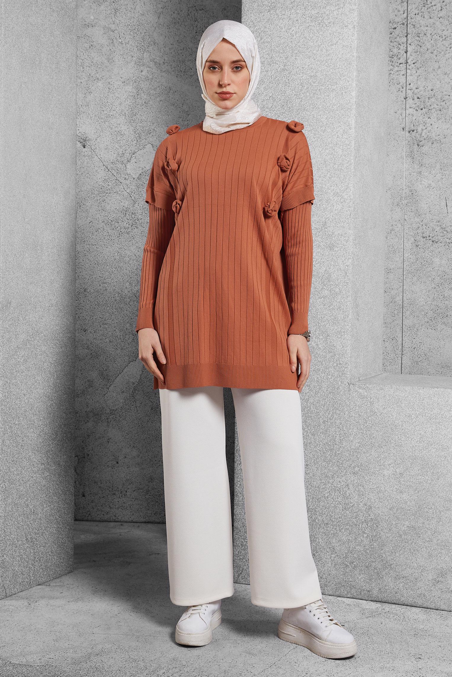Tesettür giyim TURUNCU TRİKO TUNİK 44992