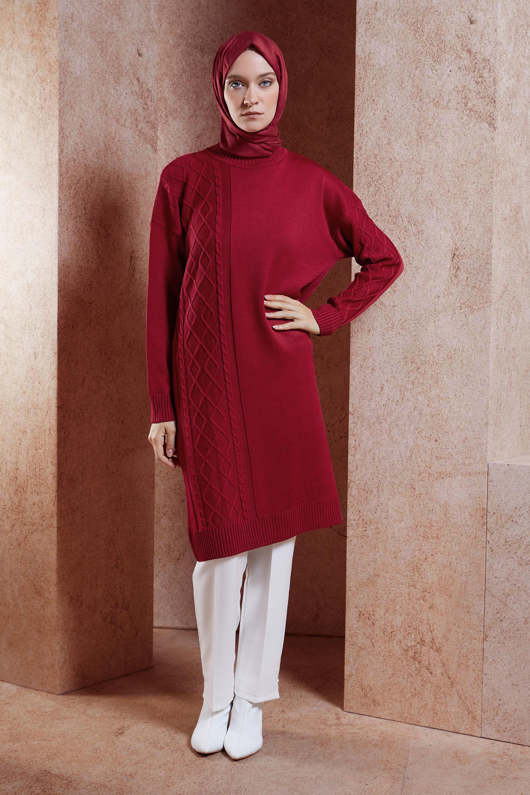 Vêtements hijab ROUGE TUNIQUE EN TRICOT 44994