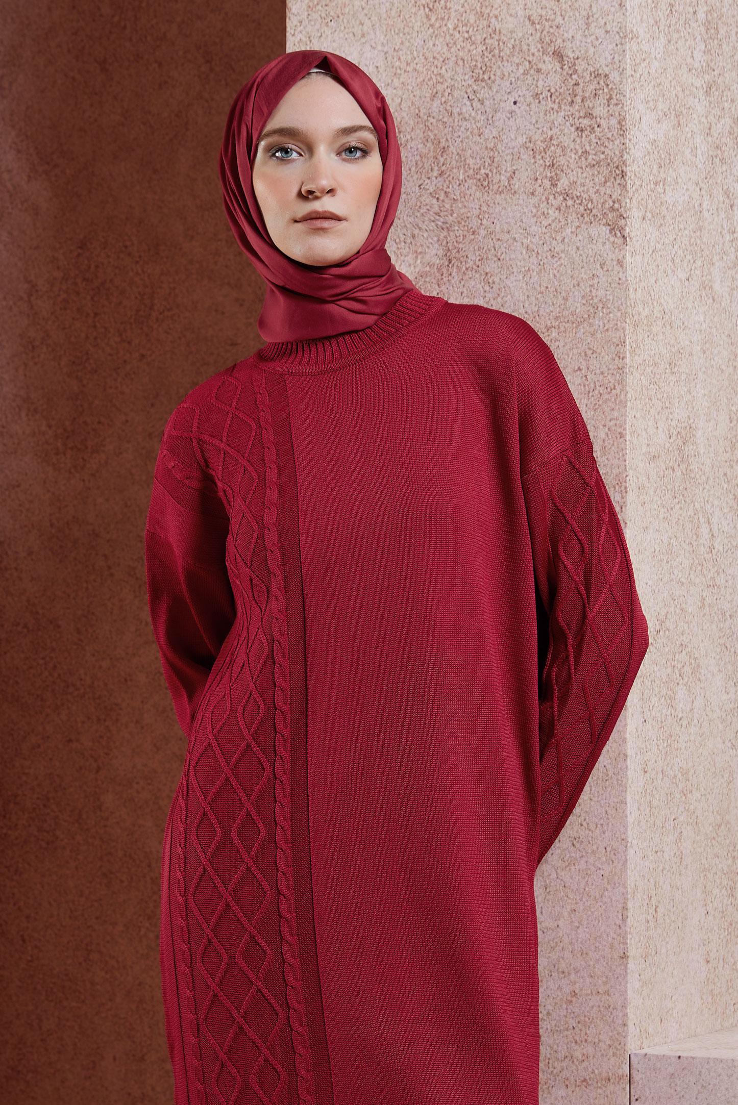 Vêtements hijab ROUGE TUNIQUE EN TRICOT 44994