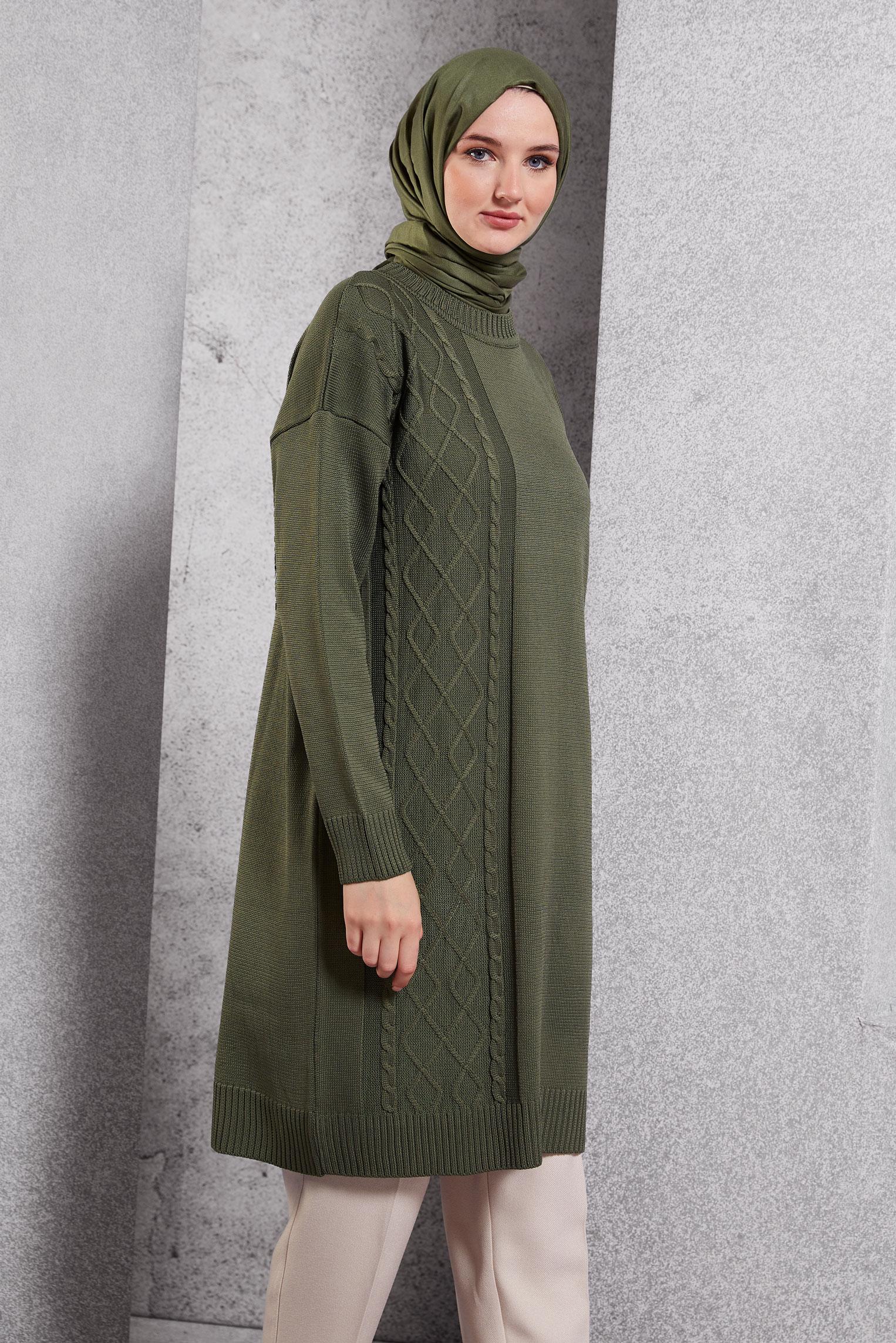 Tesettür giyim HAKİ TRİKO TUNİK 44994