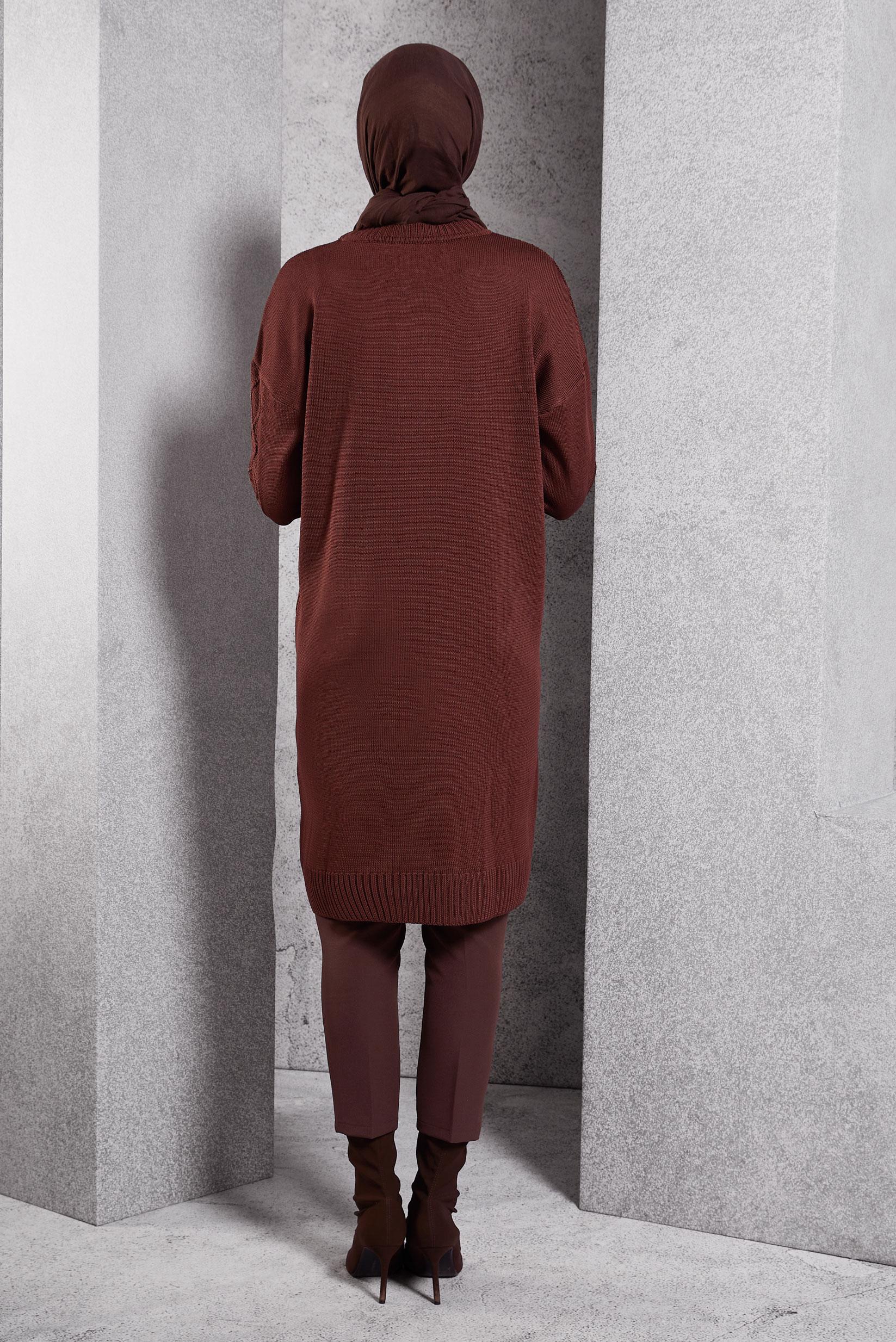 Tesettür giyim KAHVE TRİKO TUNİK 44994