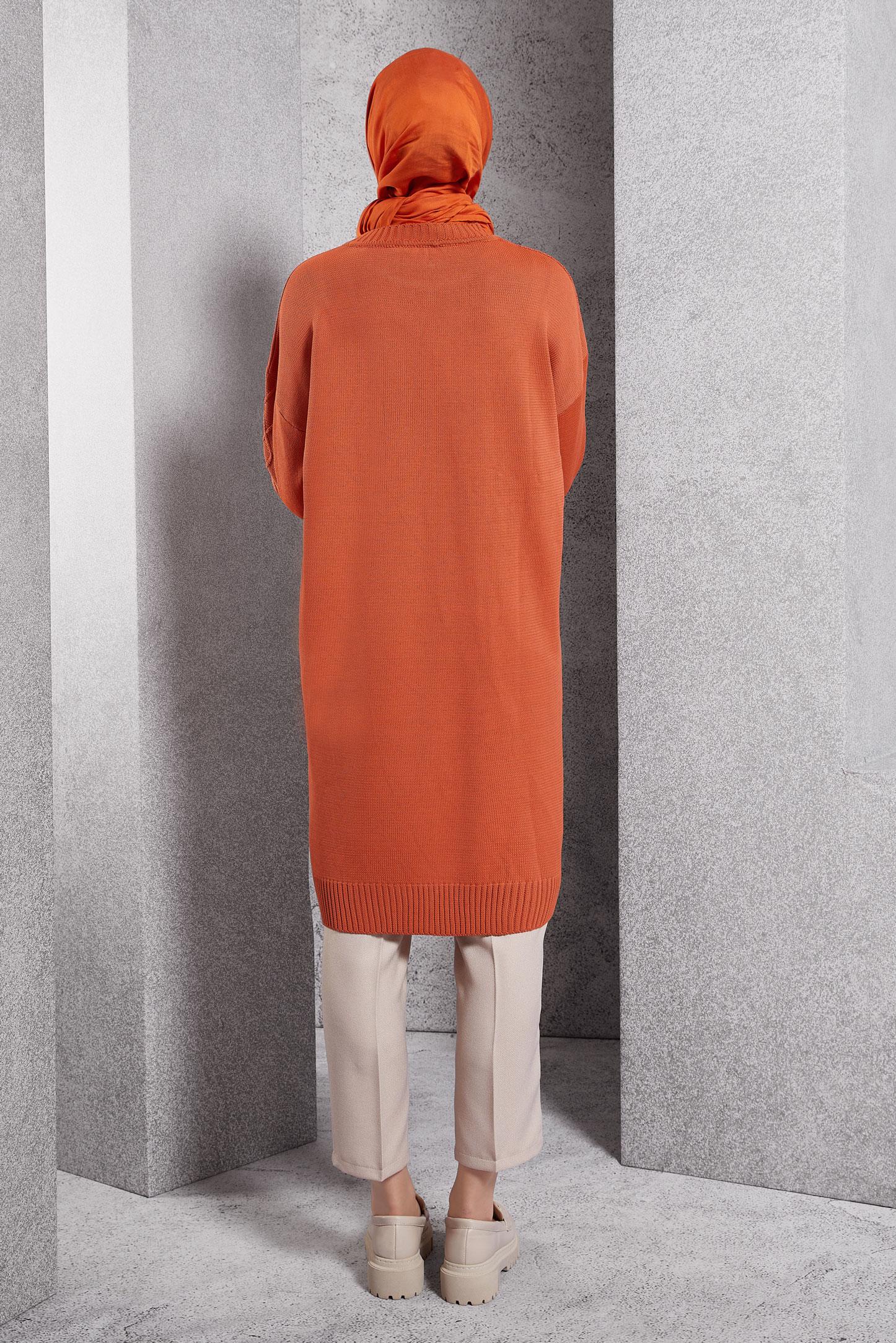 Tesettür giyim TURUNCU TRİKO TUNİK 44994