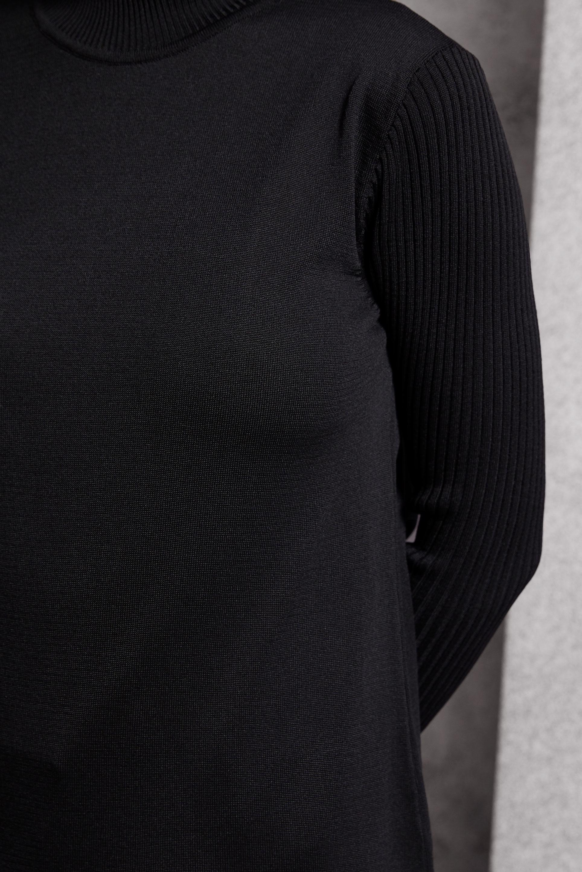 Tesettür giyim SİYAH GÖMLEK GARNİLİ TRİKO TUNİK 44998