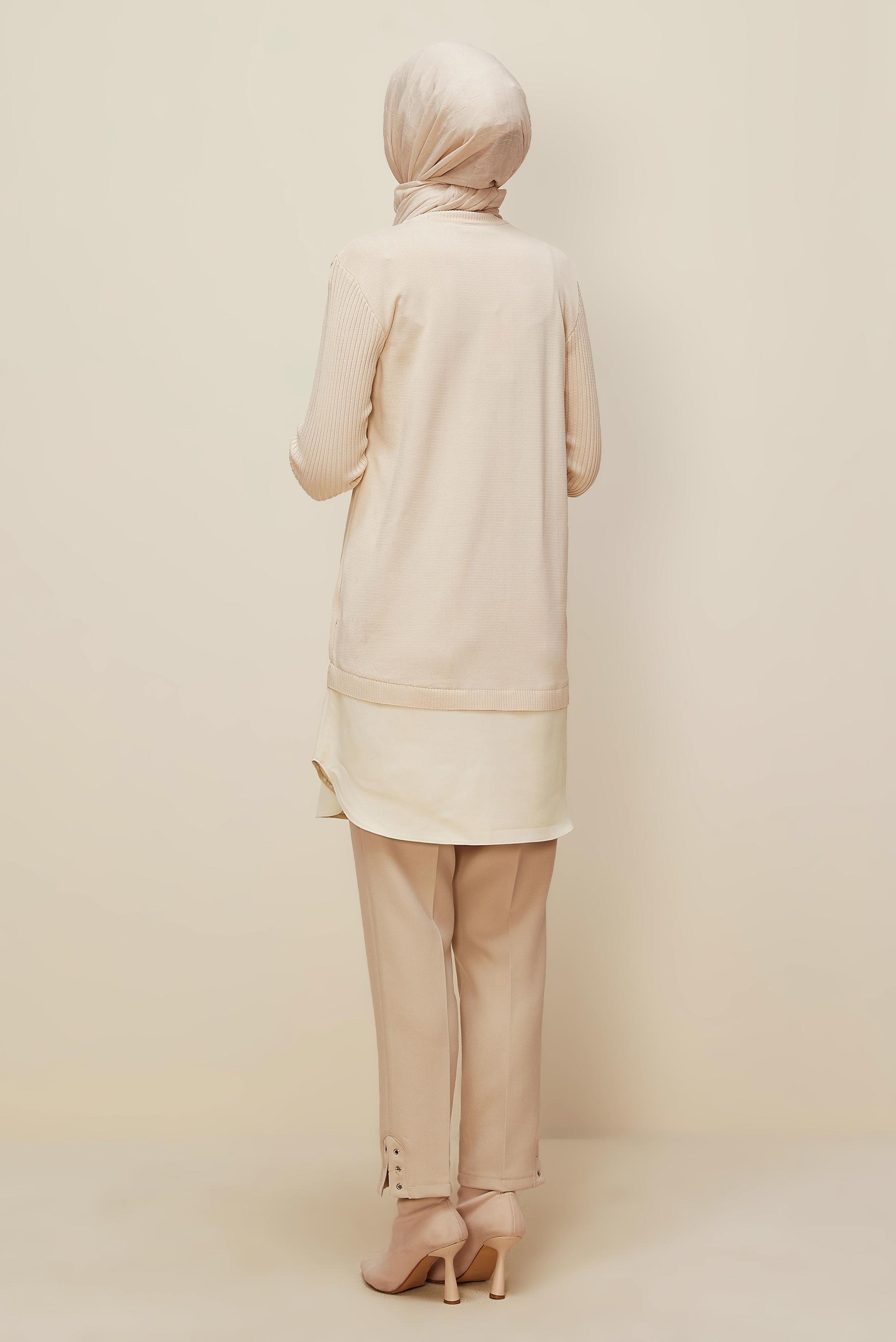 Vêtements hijab BEIGE 44998 TRİKO TUNİK 38-44