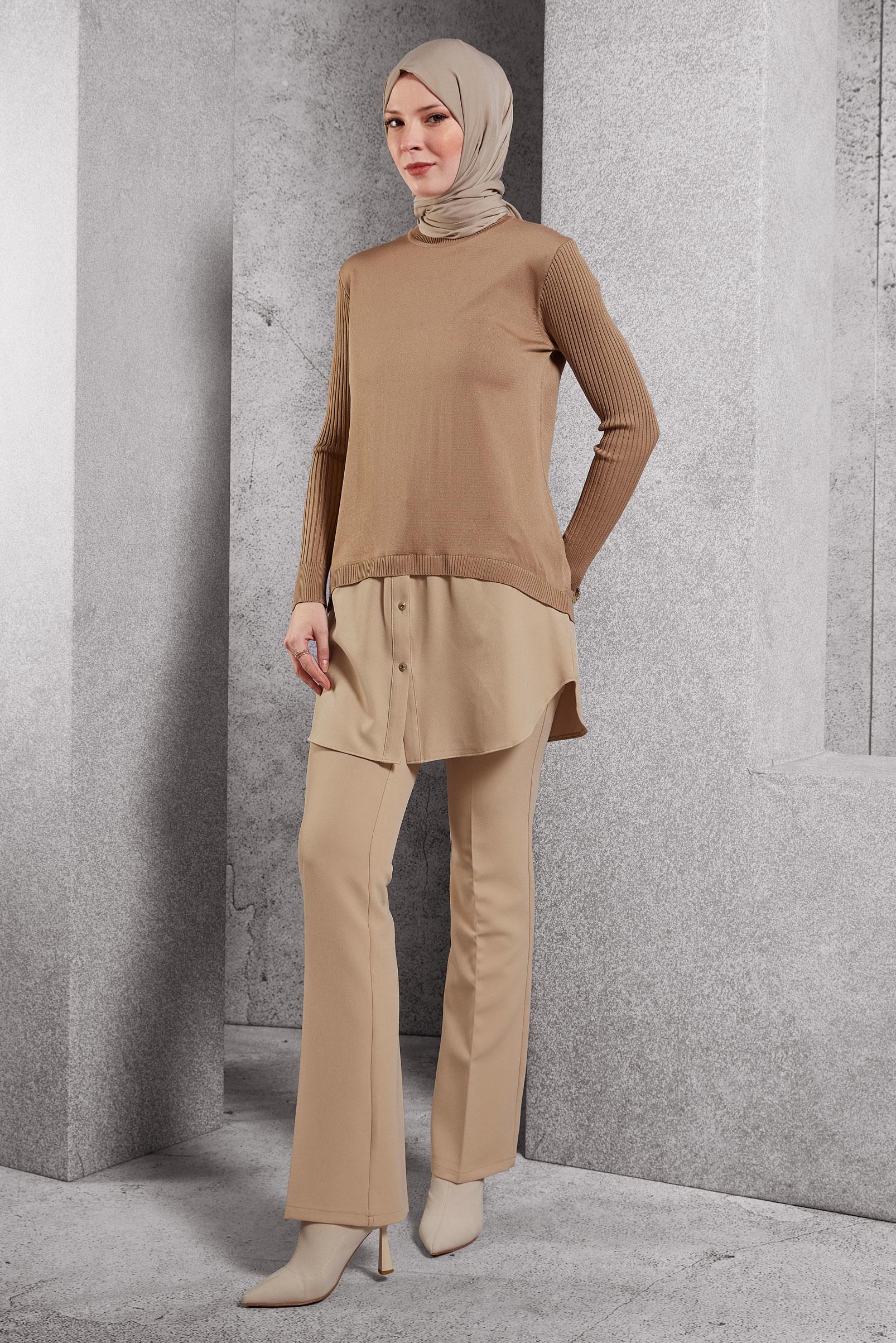 Vêtements hijab BRUN TUNIQUE EN TRICOT 44998