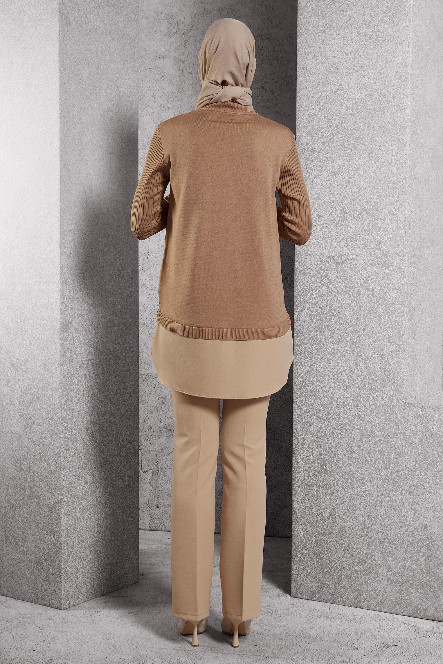 Vêtements hijab BRUN TUNIQUE EN TRICOT 44998