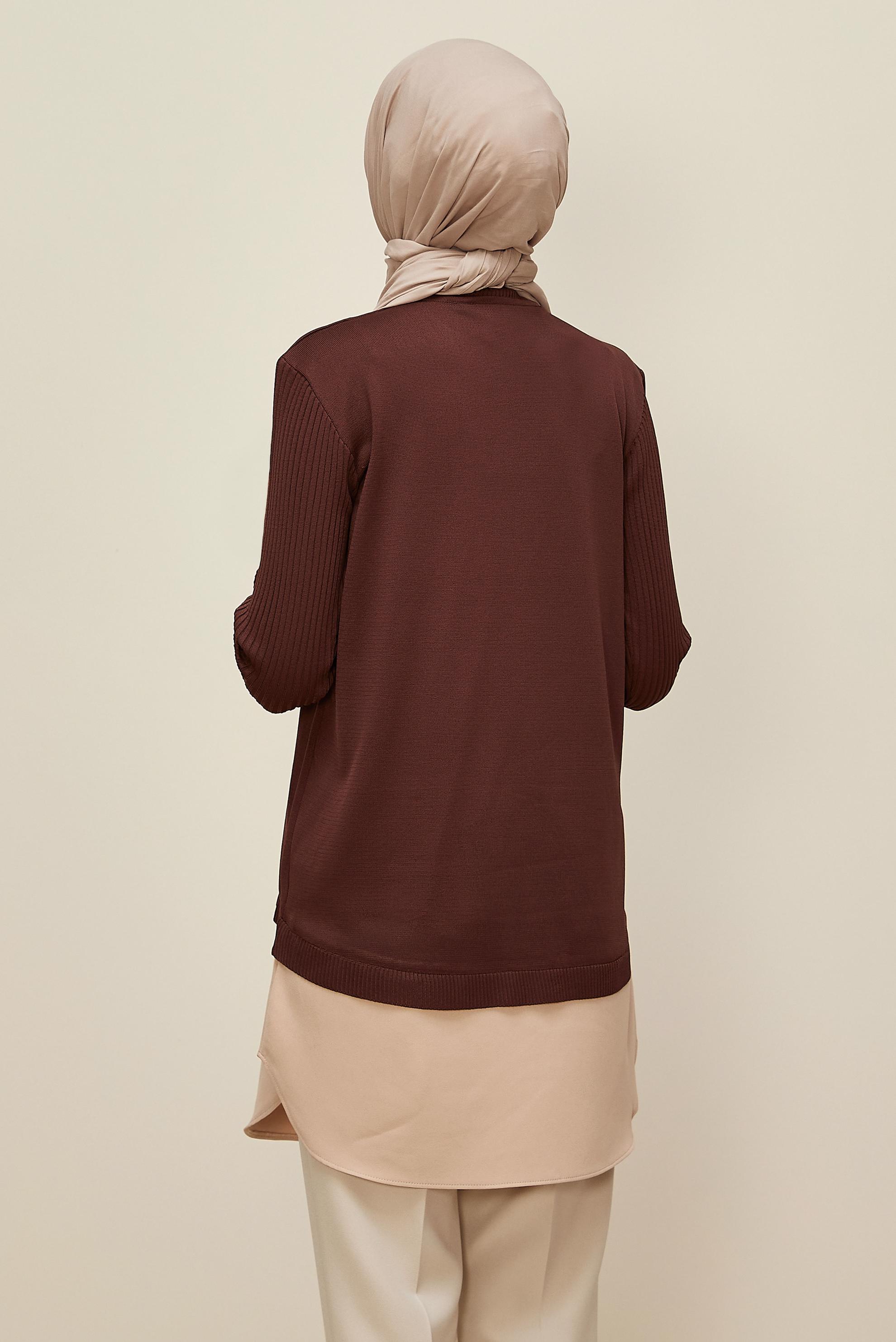 Vêtements hijab BRUN 44998 TRİKO TUNİK 38-44