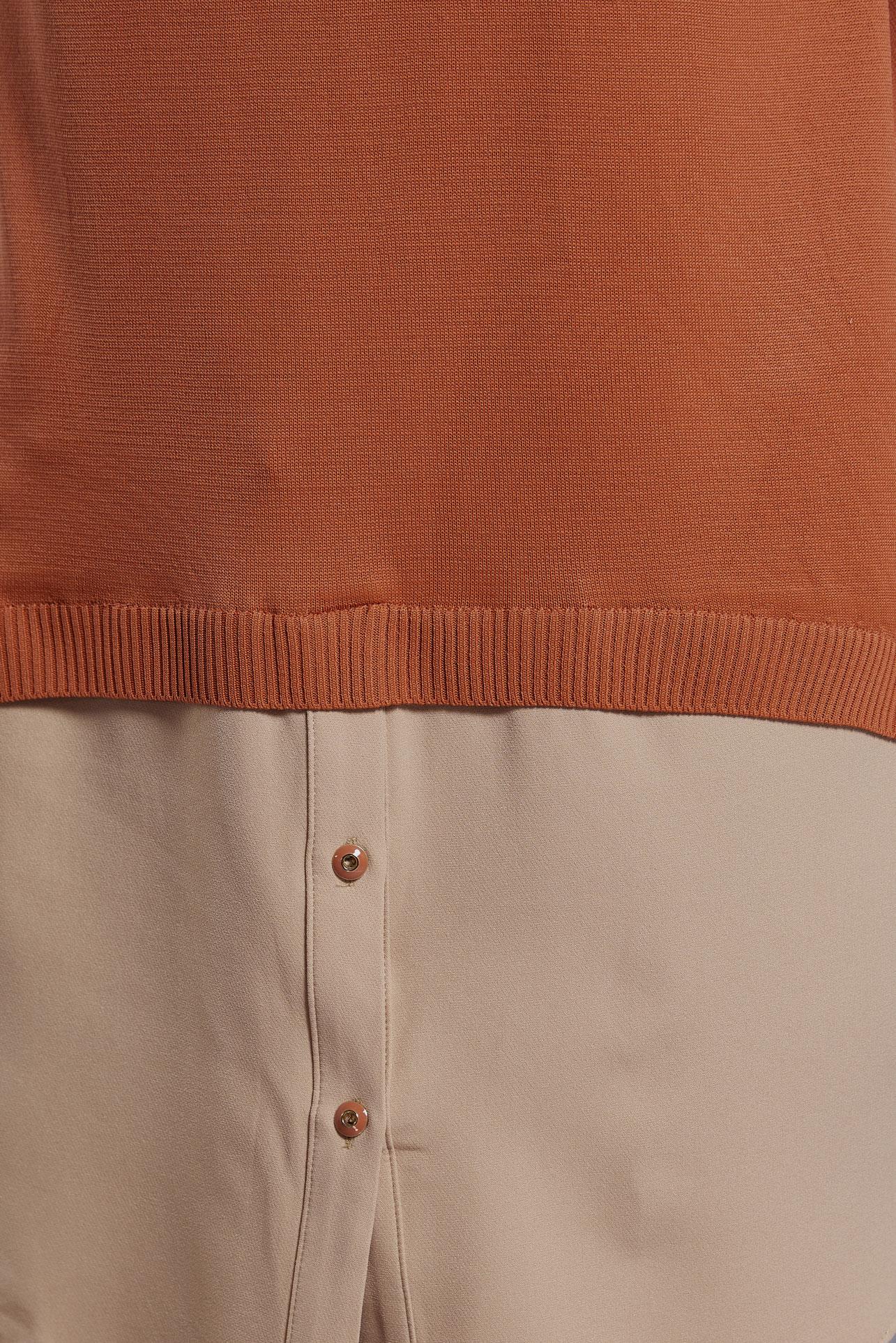 Tesettür giyim TURUNCU GÖMLEK GARNİLİ TRİKO TUNİK 44998