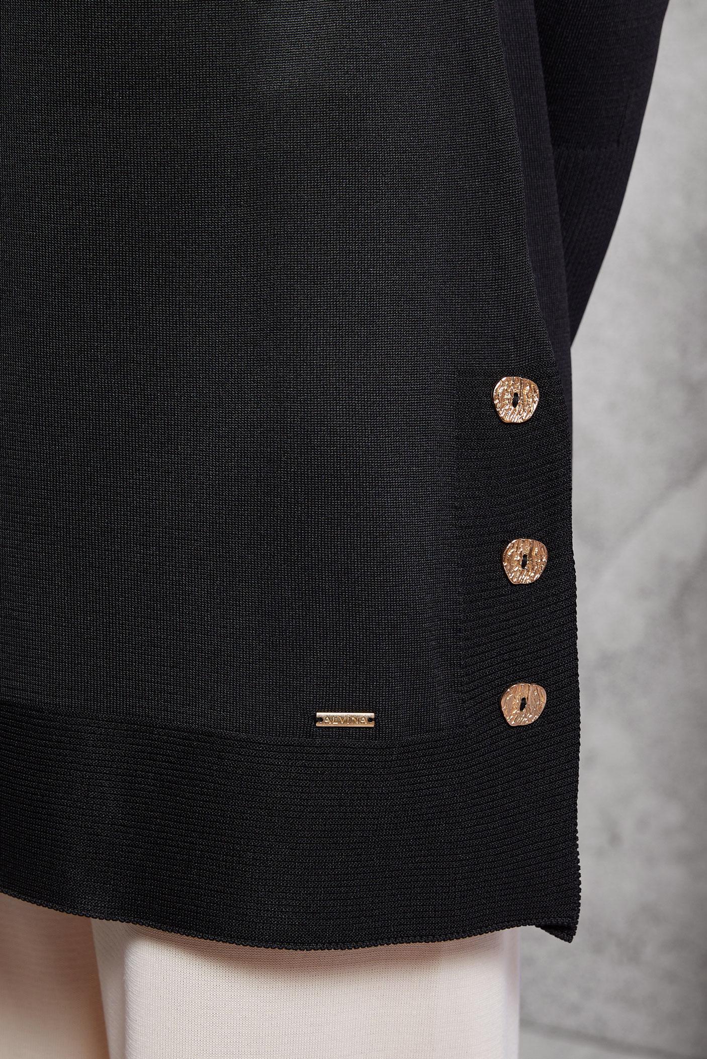 Tesettür giyim SİYAH DÜĞME DETAYLI TRİKO TUNİK 45018