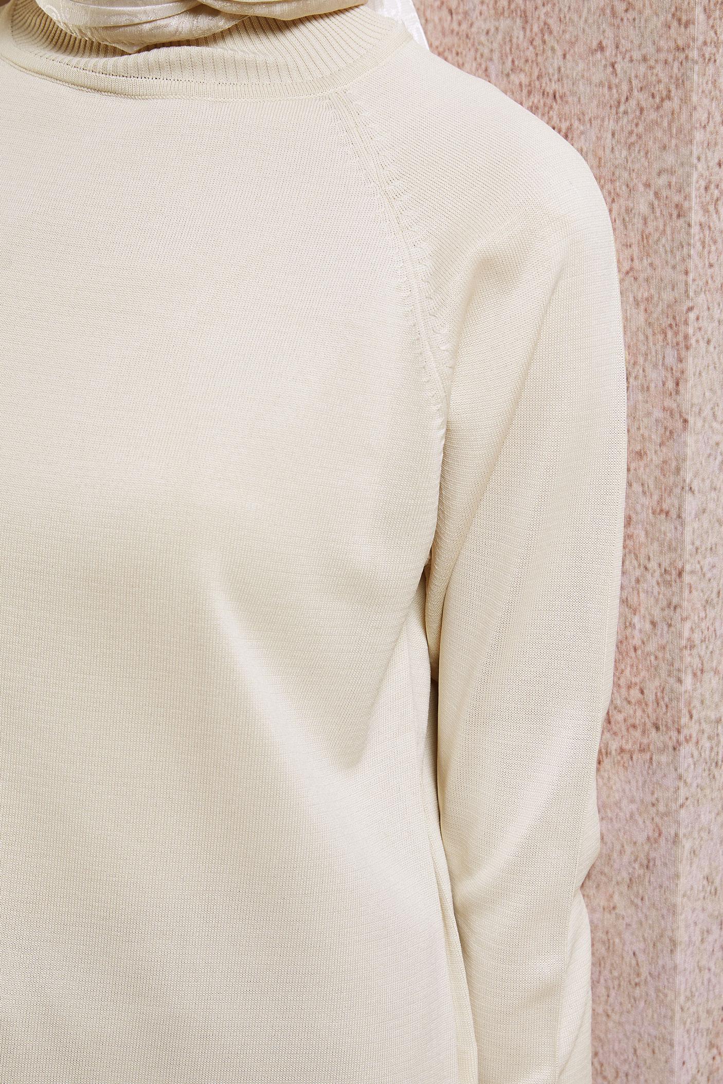 Tesettür giyim BEJ DÜĞME DETAYLI TRİKO TUNİK 45018