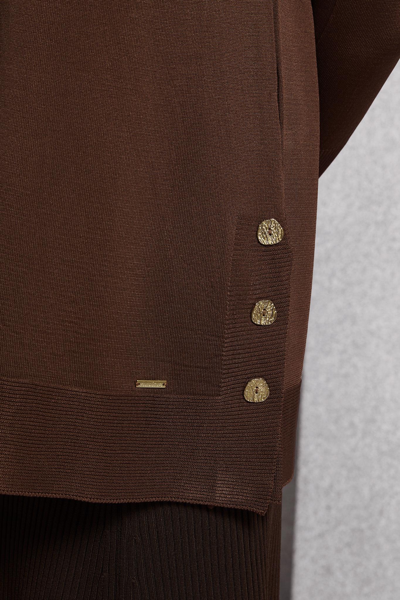 Tesettür giyim KAHVE DÜĞME DETAYLI TRİKO TUNİK 45018