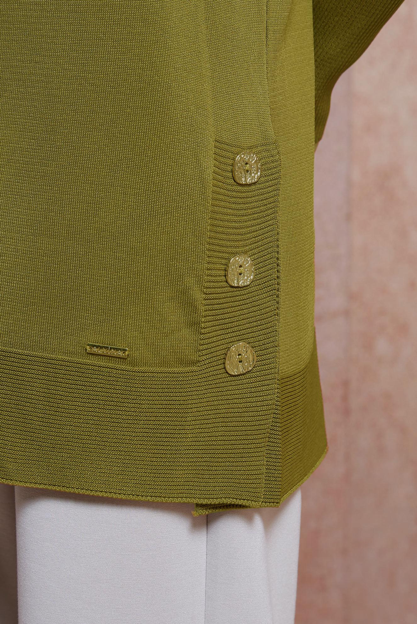 Tesettür giyim YEŞİL DÜĞME DETAYLI TRİKO TUNİK 45018