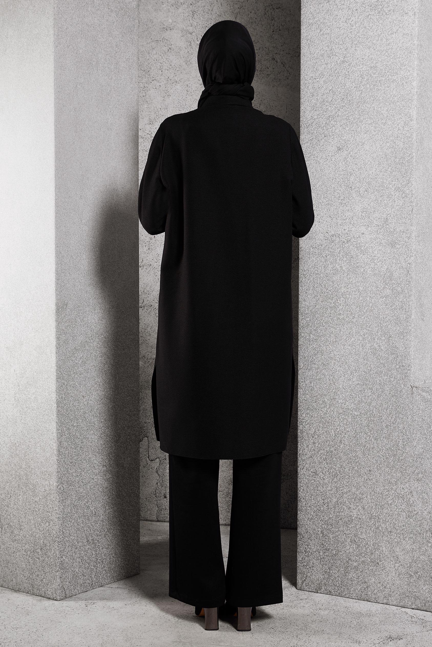 Tesettür giyim SİYAH ARMÜRLÜ TESETTÜR TUNİK 45045