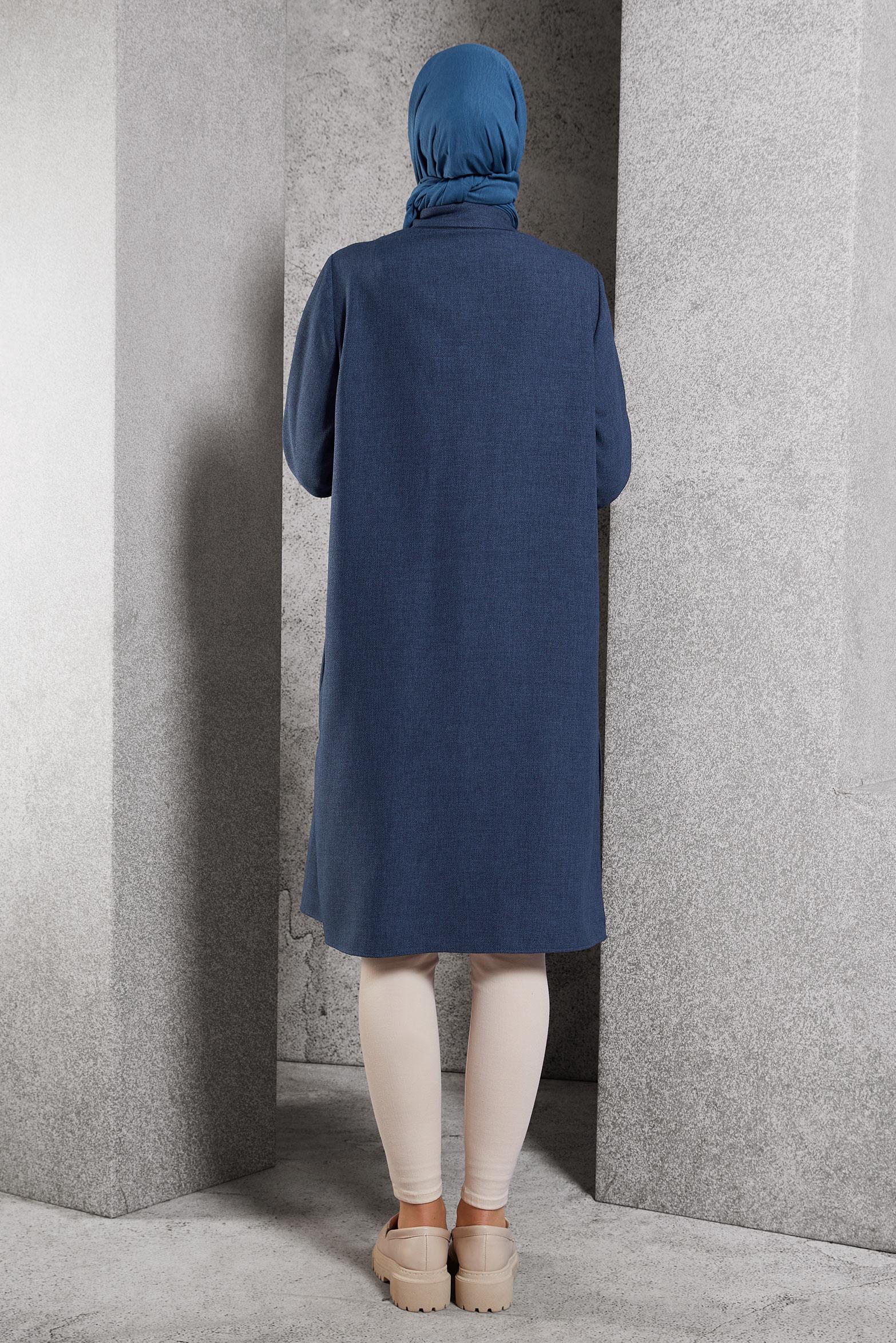 Tesettür giyim LACİVERT ARMÜRLÜ TESETTÜR TUNİK 45045