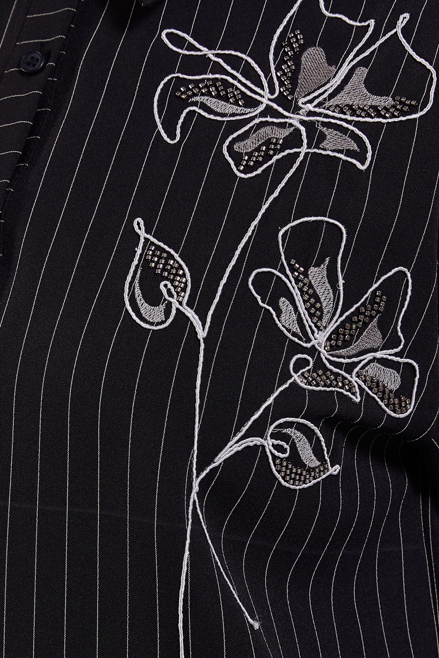 Tesettür giyim SİYAH İŞLEME DETAYLI ÇİZGİLİ TUNİK 45048