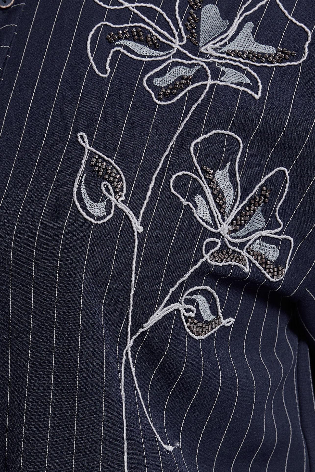 Tesettür giyim LACİVERT İŞLEME DETAYLI ÇİZGİLİ TUNİK 45048