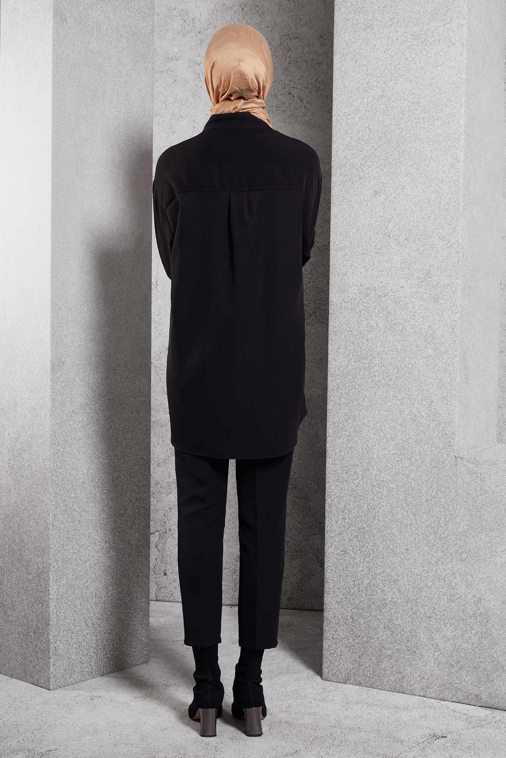 Tesettür giyim SİYAH BONCUK İŞLEMELİ TUNİK 45049