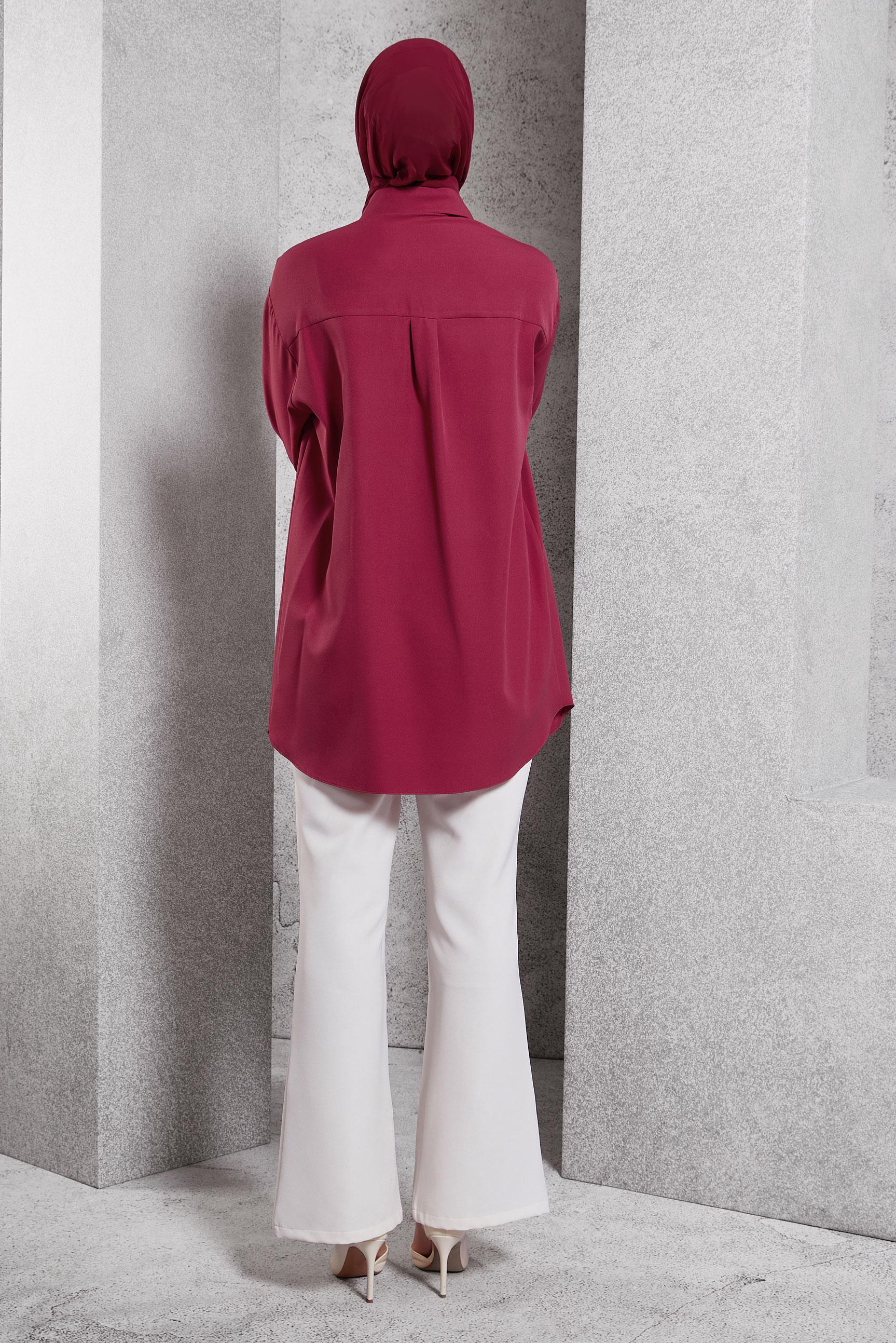 Tesettür giyim FUŞYA BONCUK İŞLEMELİ TUNİK 45049