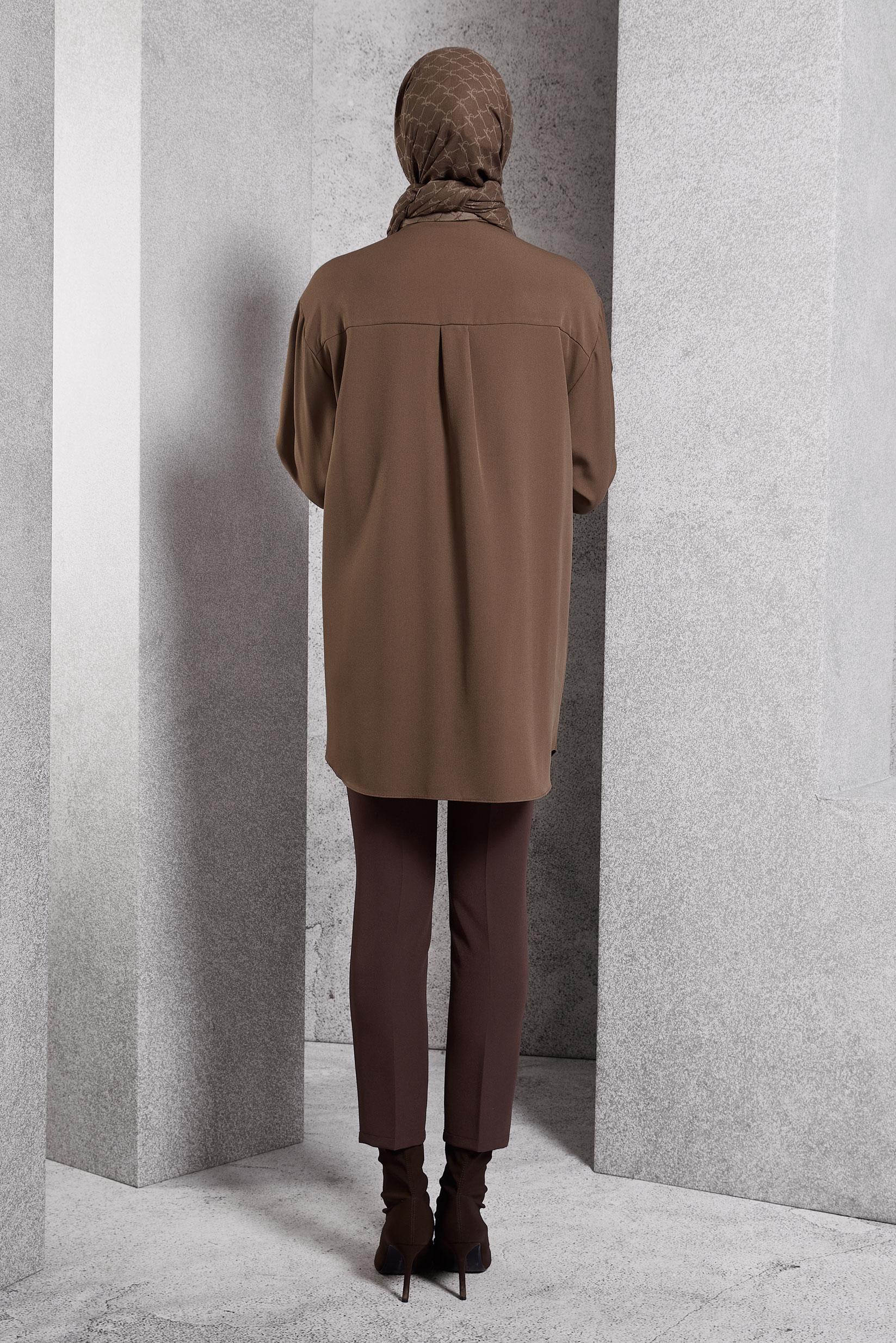 Tesettür giyim VİZON BONCUK İŞLEMELİ TUNİK 45049