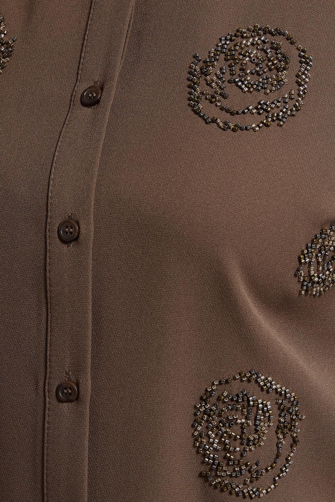 Tesettür giyim VİZON BONCUK İŞLEMELİ TUNİK 45049