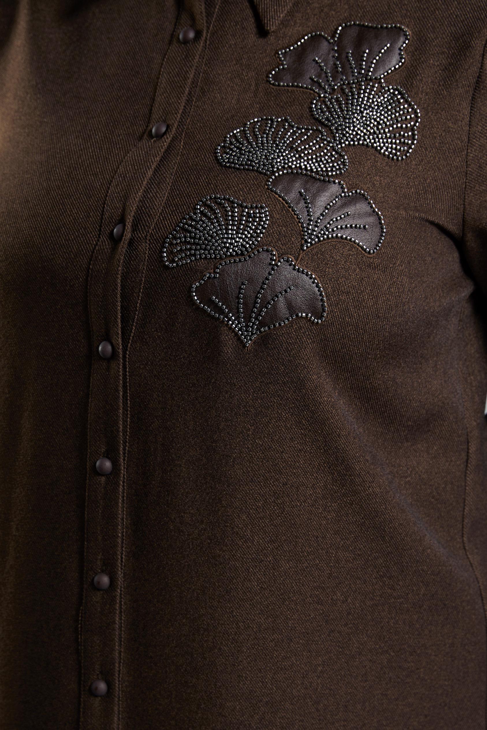 Tesettür giyim KAHVE İŞLEMELİ UZUN TUNİK 45061