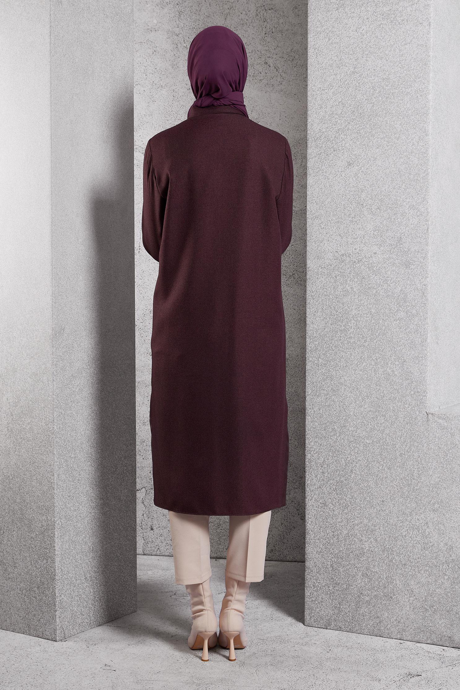 Tesettür giyim MÜRDÜM İŞLEMELİ UZUN TUNİK 45061