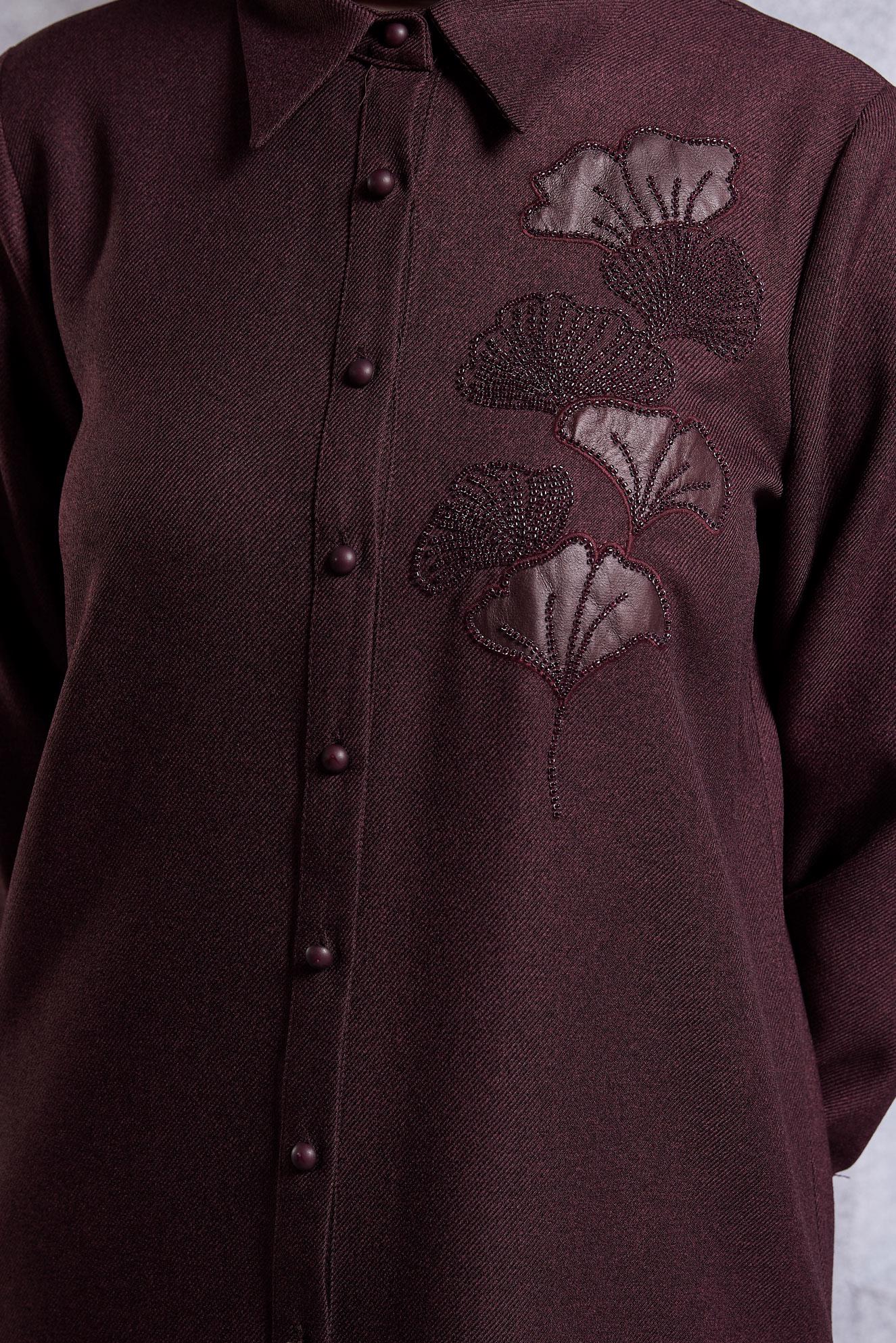 Tesettür giyim MÜRDÜM İŞLEMELİ UZUN TUNİK 45061