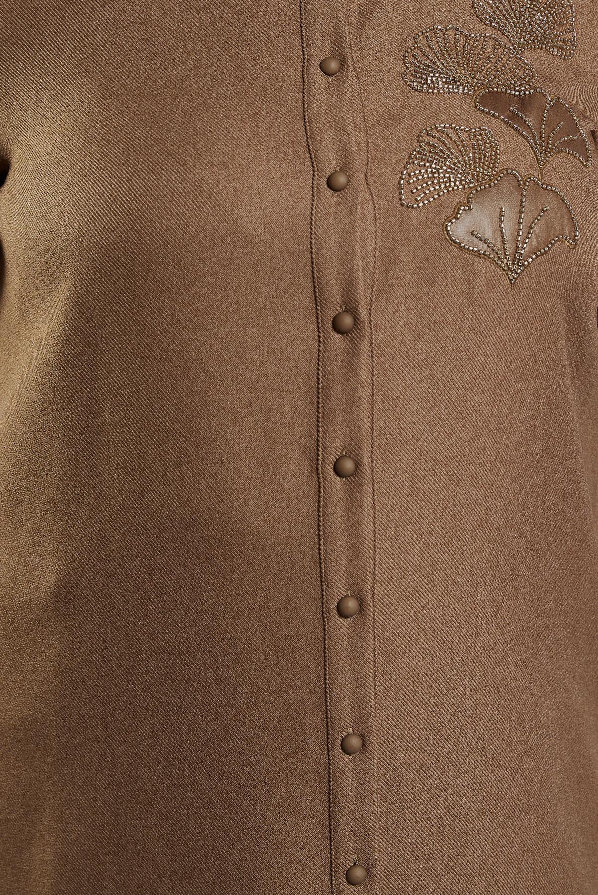 Tesettür giyim TABA İŞLEMELİ UZUN TUNİK 45061