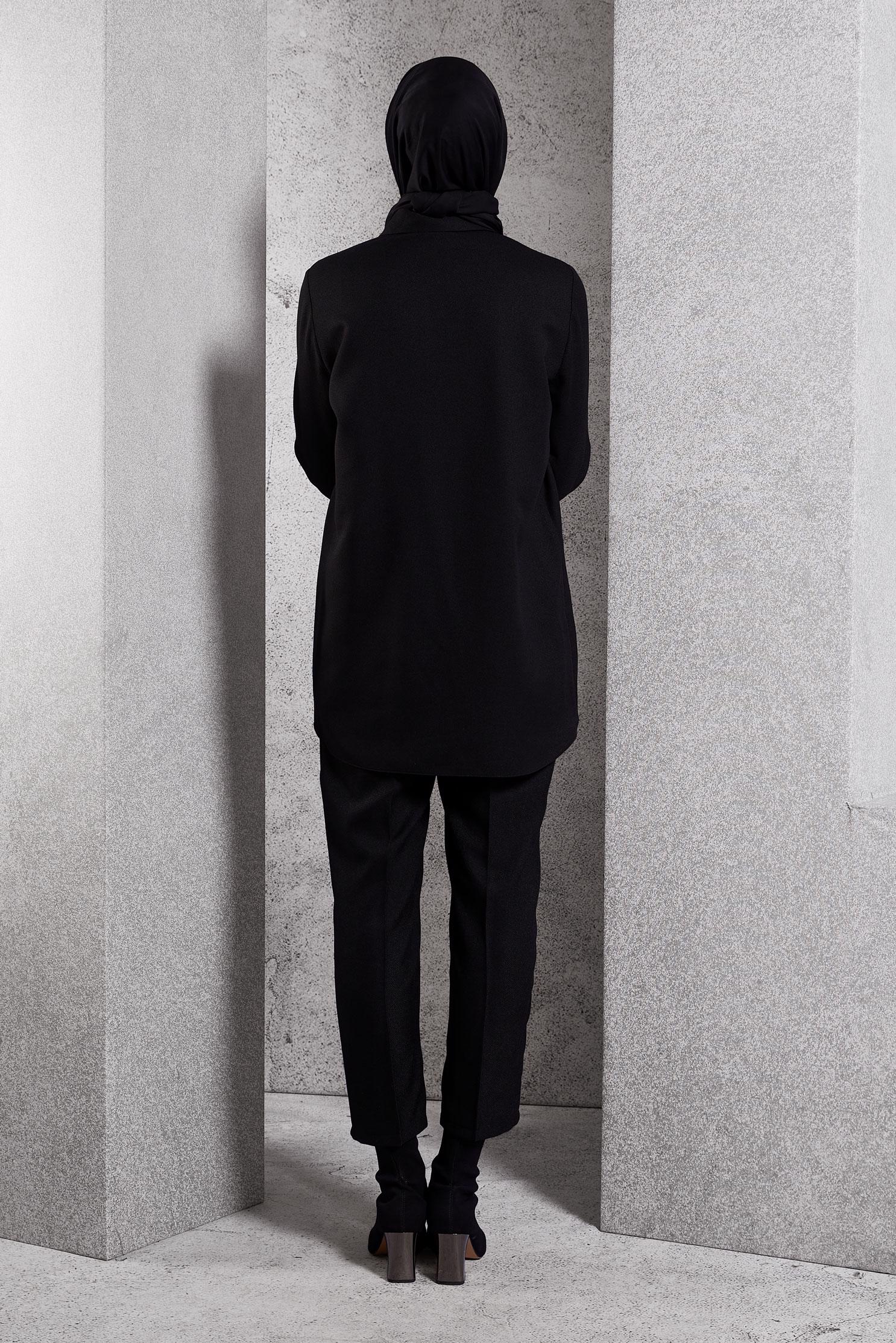 Tesettür giyim SİYAH BONCUK BASKILI TUNİK 45062