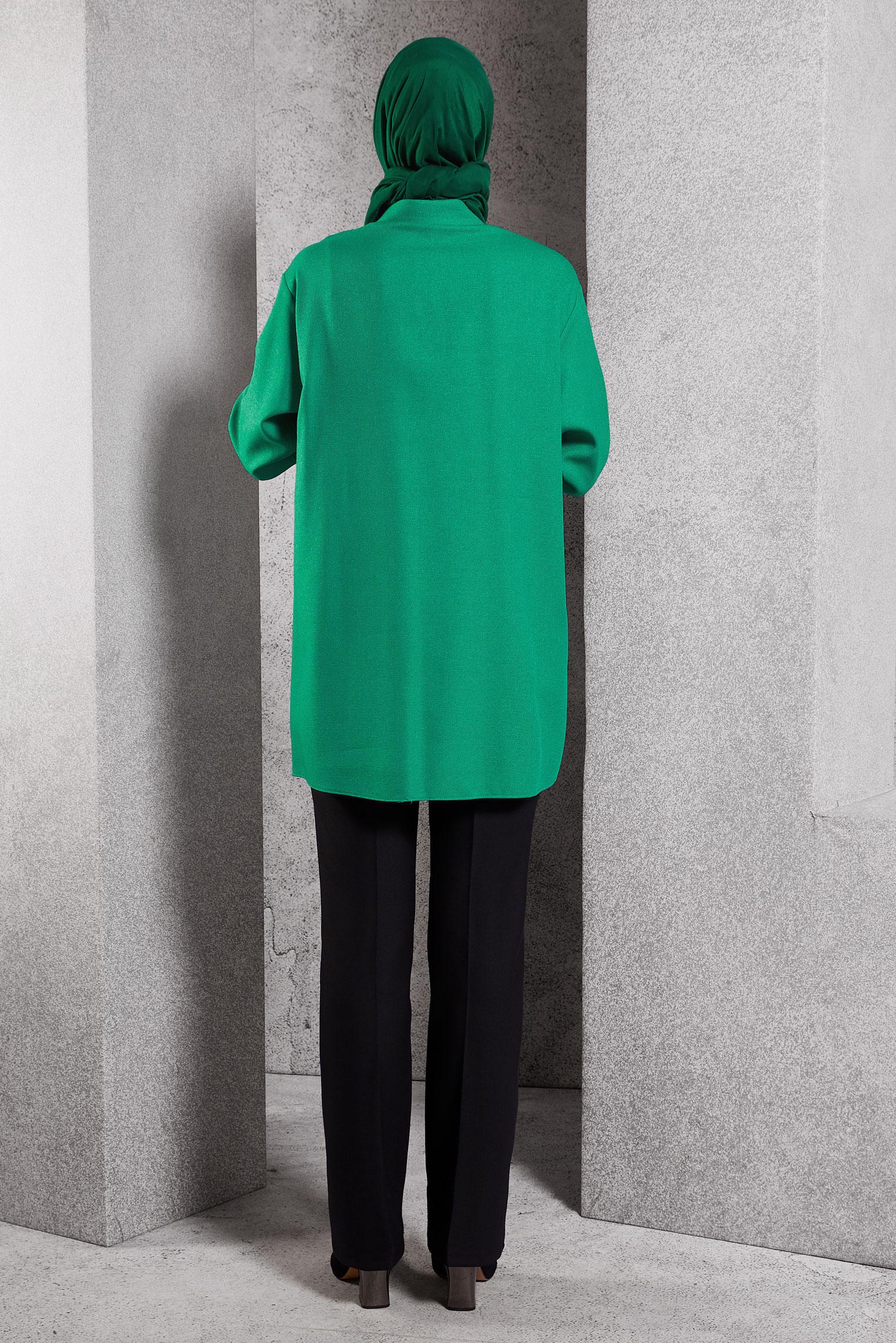 Tesettür giyim YEŞİL PUL PAYET DETAYLI TUNİK 45063