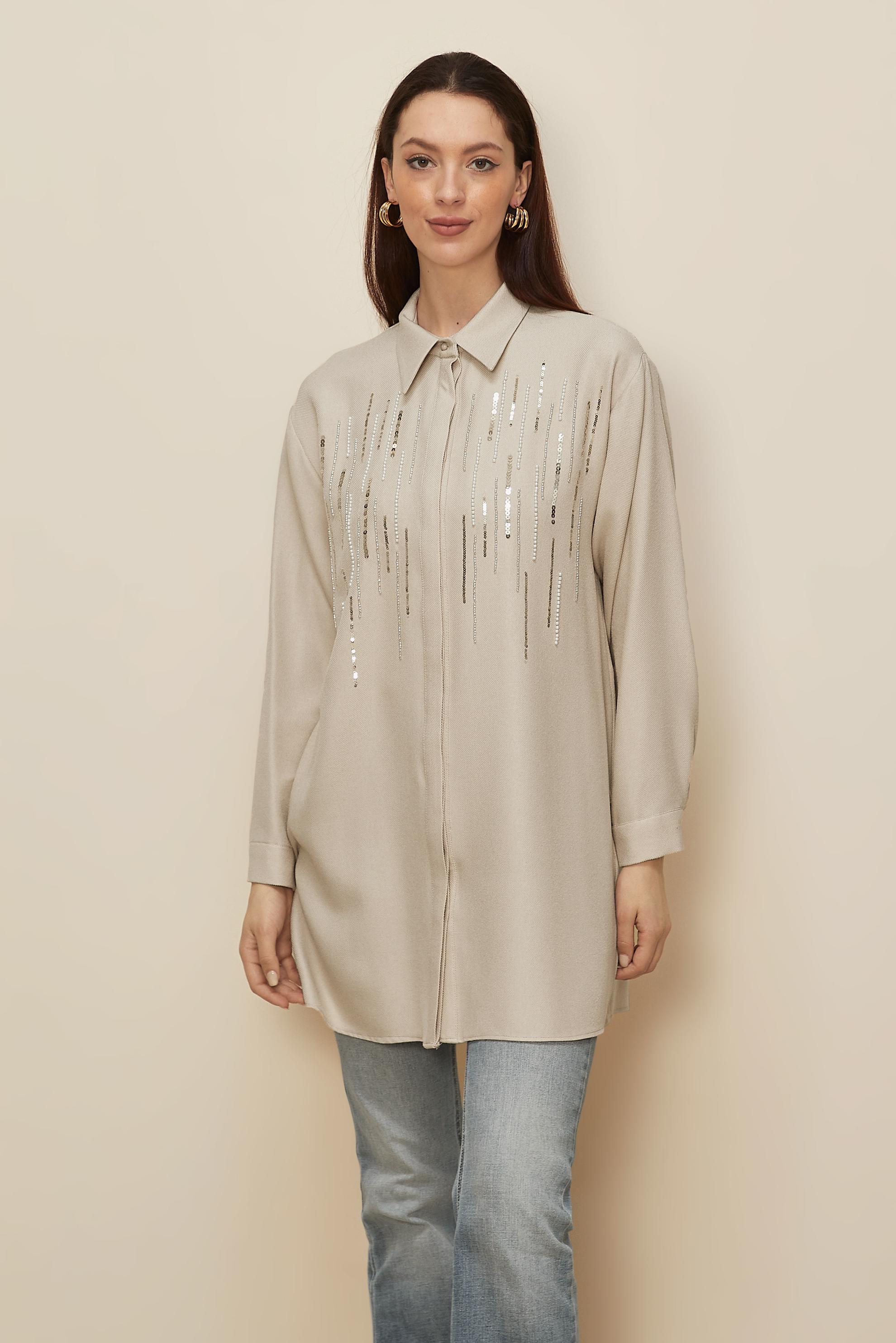 Vêtements hijab ÉCRUE TUNIQUE À PAILLETTES 45063