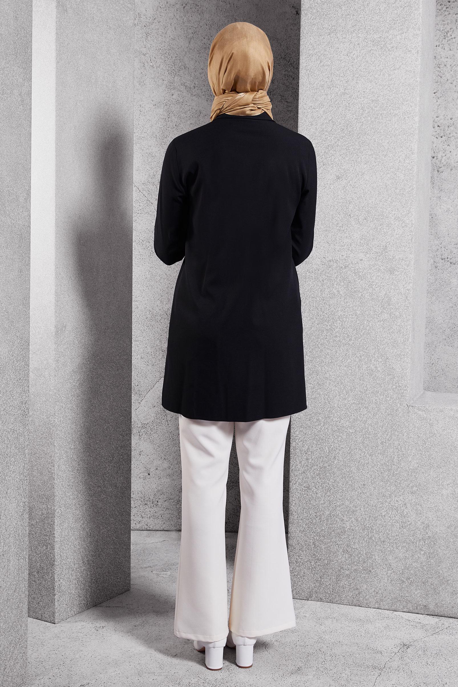 Tesettür giyim SİYAH AKSESUAR DETAYLI TUNİK 45067