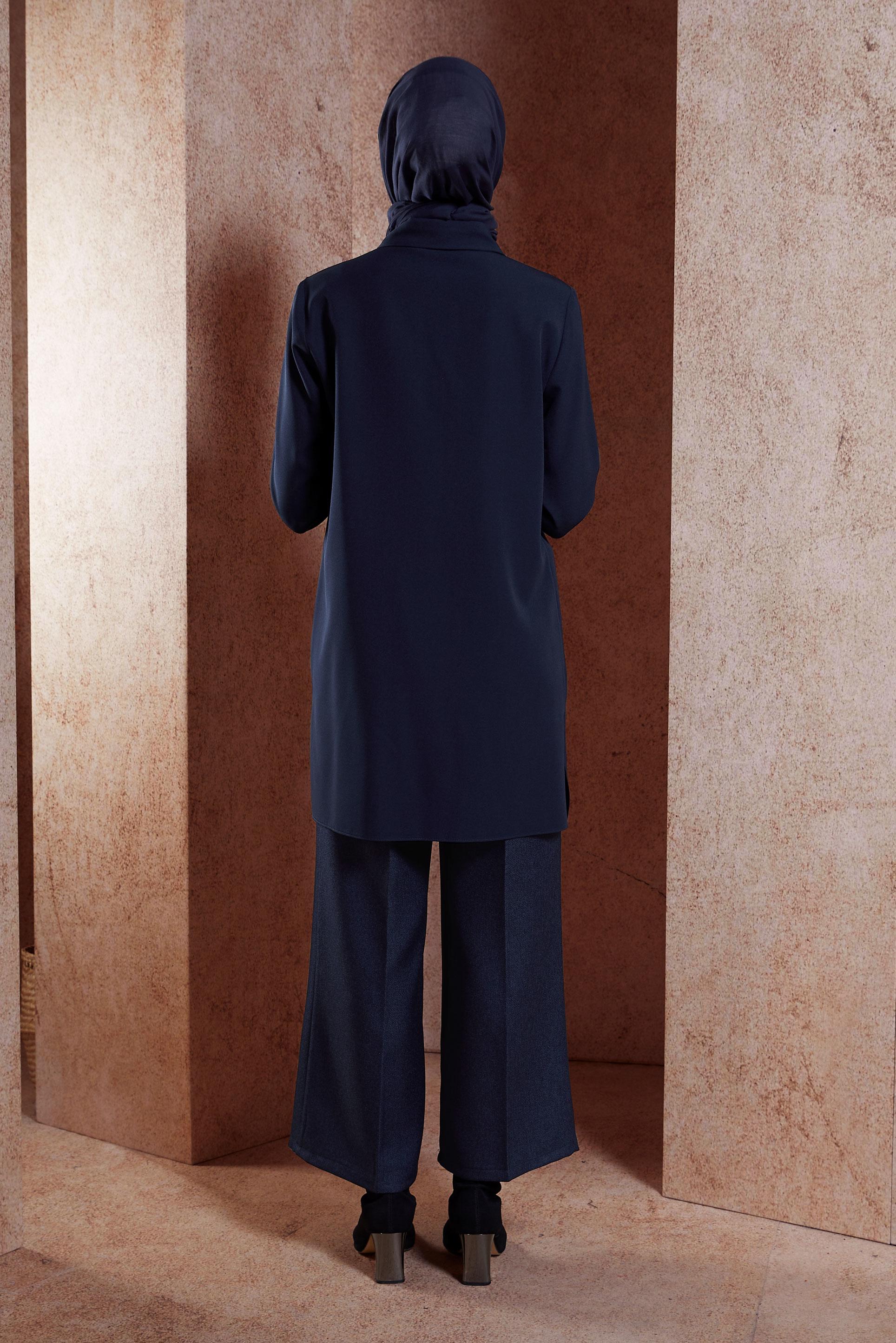 Tesettür giyim LACİVERT AKSESUAR DETAYLI TUNİK 45067