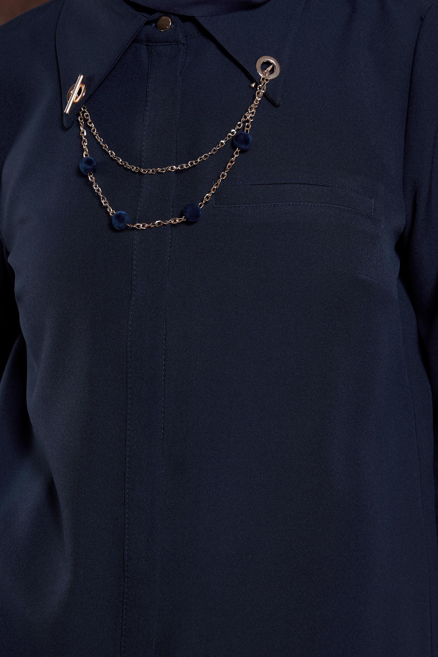 Tesettür giyim LACİVERT AKSESUAR DETAYLI TUNİK 45067