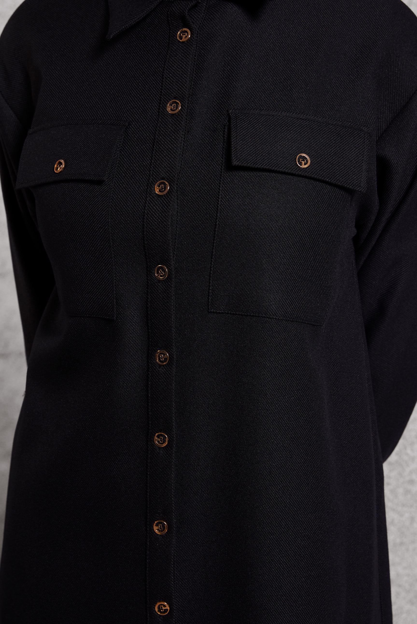 Tesettür giyim SİYAH GÖMLEK YAKA TUNİK 45069