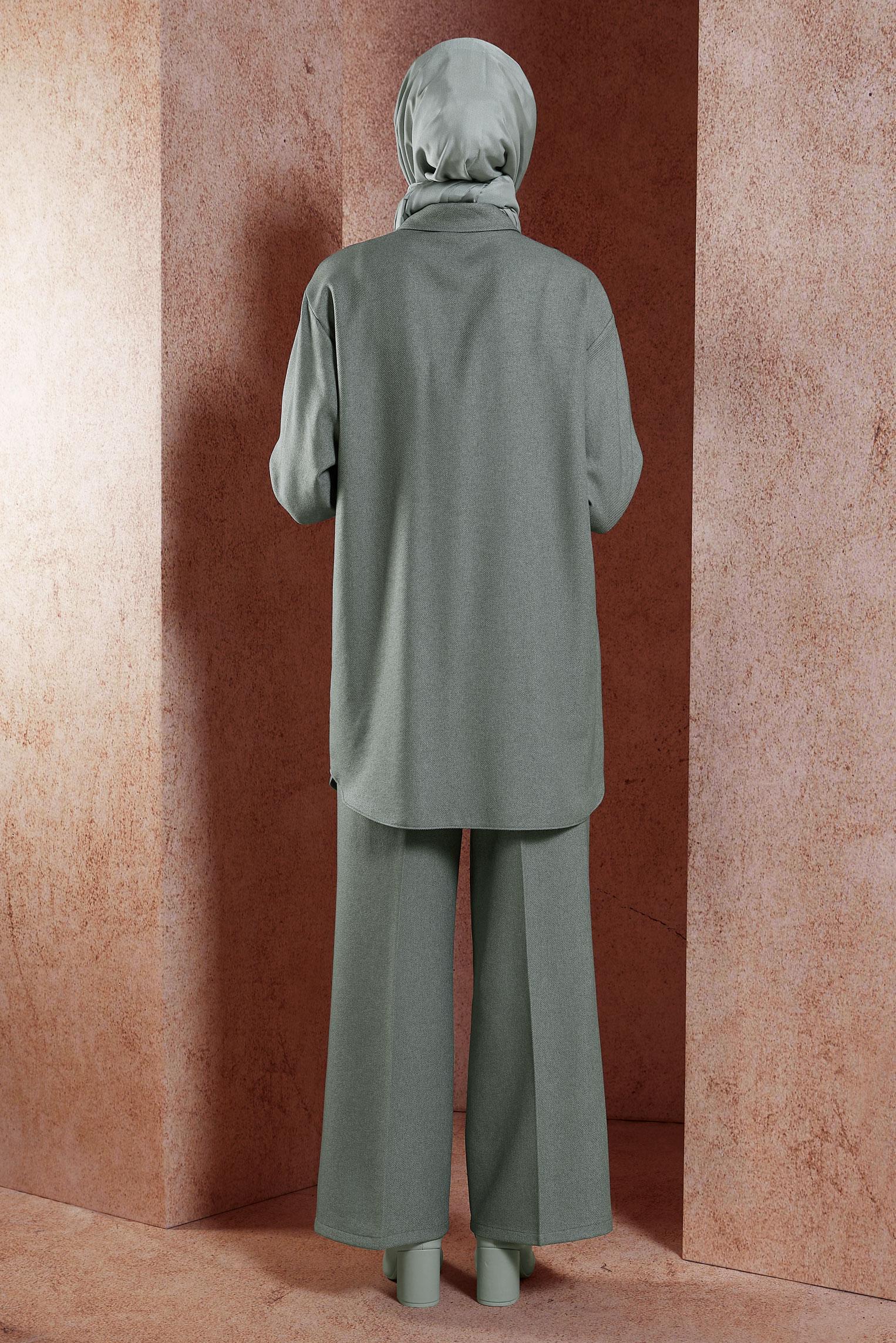 Vêtements hijab GRIS TUNIQUE COL CHEMISE 45069