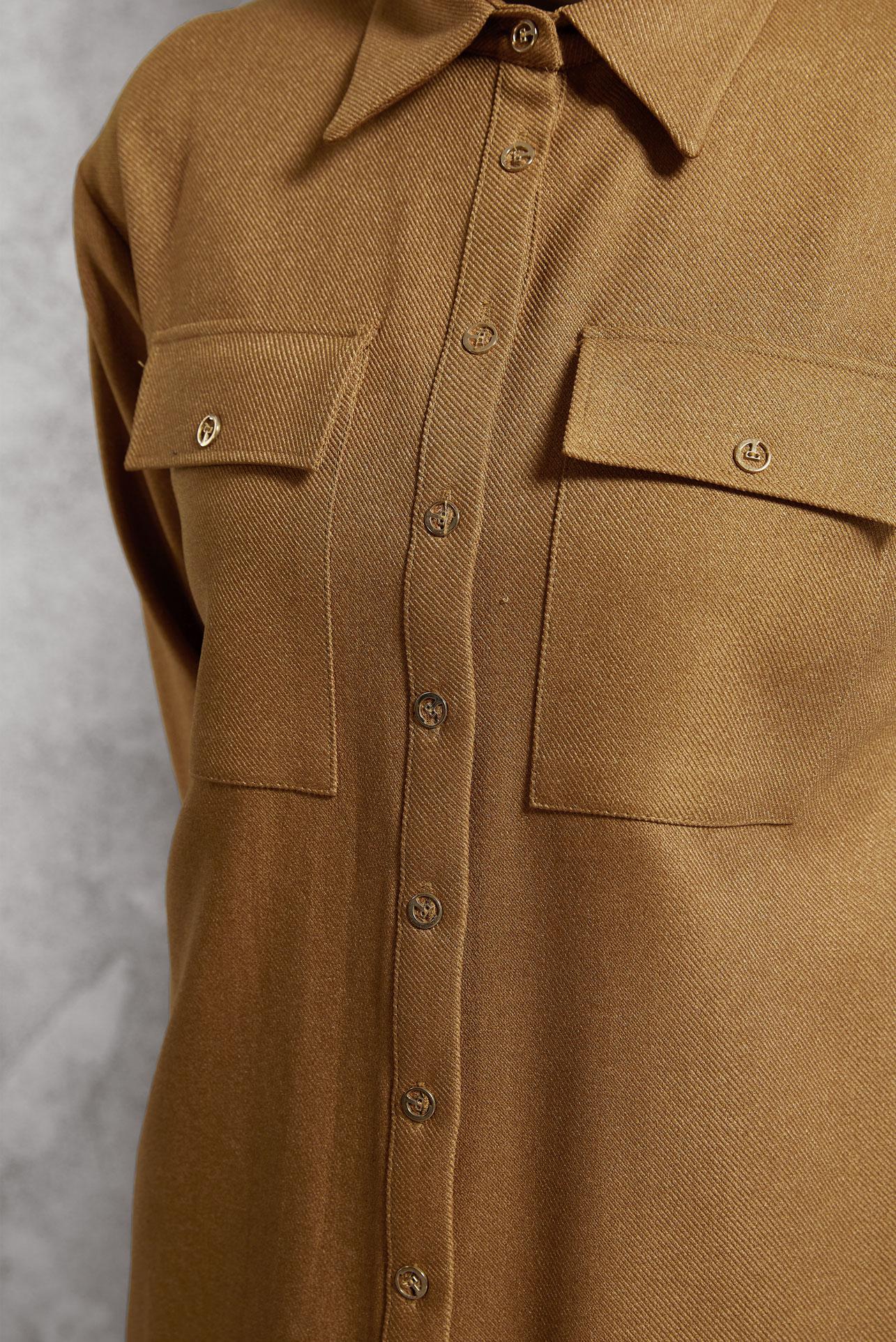 Tesettür giyim SARI GÖMLEK YAKA TUNİK 45069