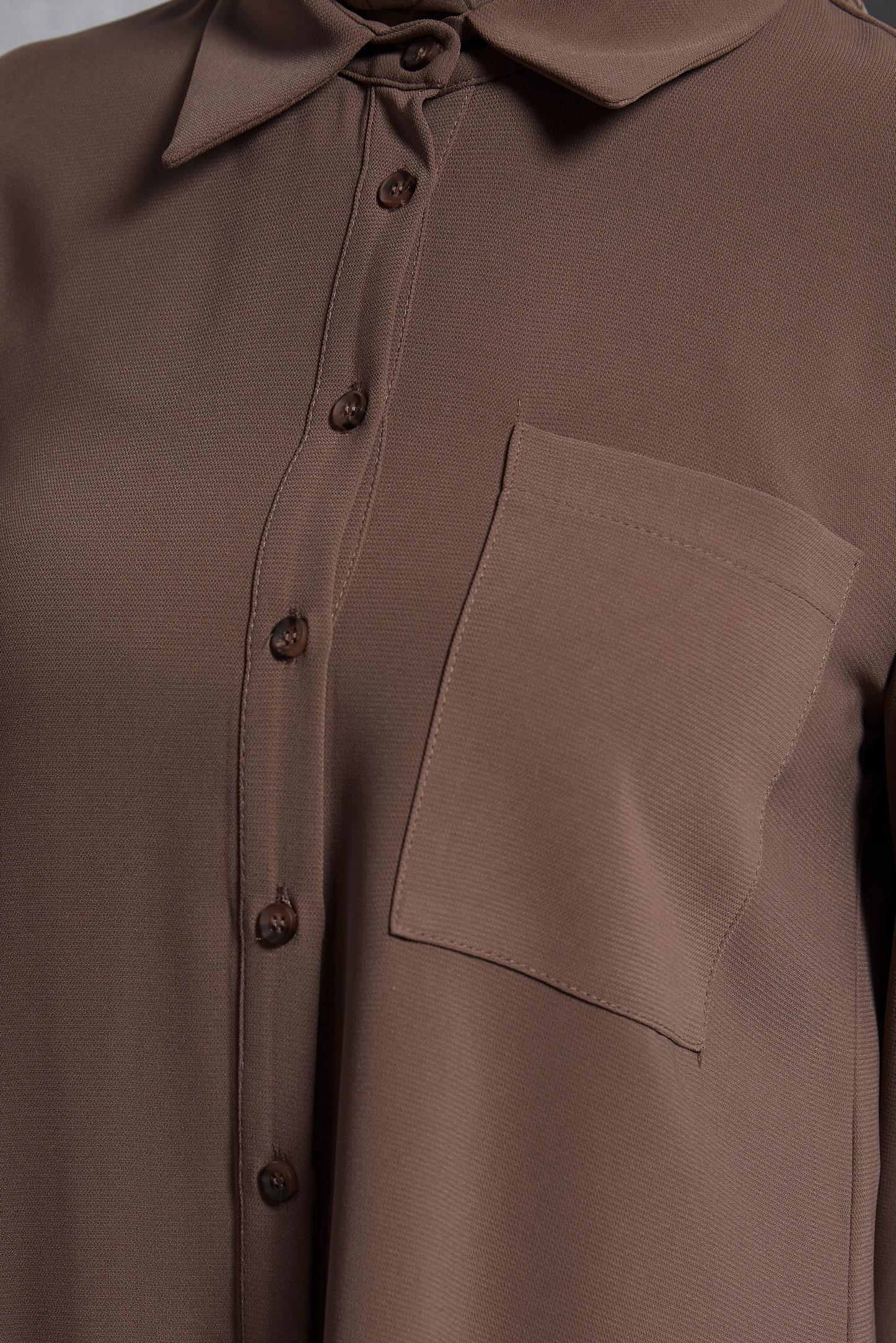 Tesettür giyim VİZON GÖMLEK YAKA TESETTÜR TUNİK 45073