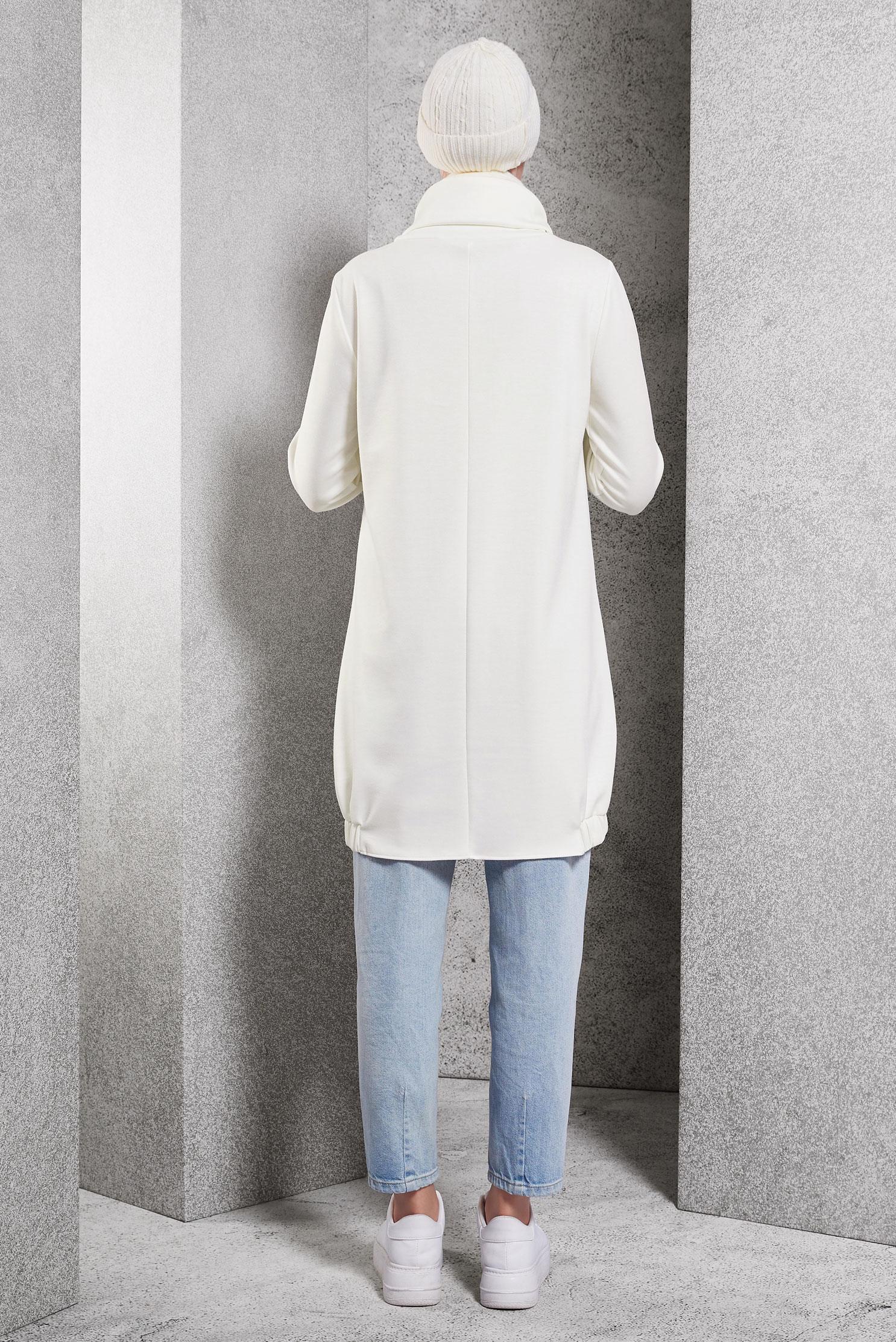 Tesettür giyim BEYAZ YAKASI BAĞCIKLI TUNİK 45075