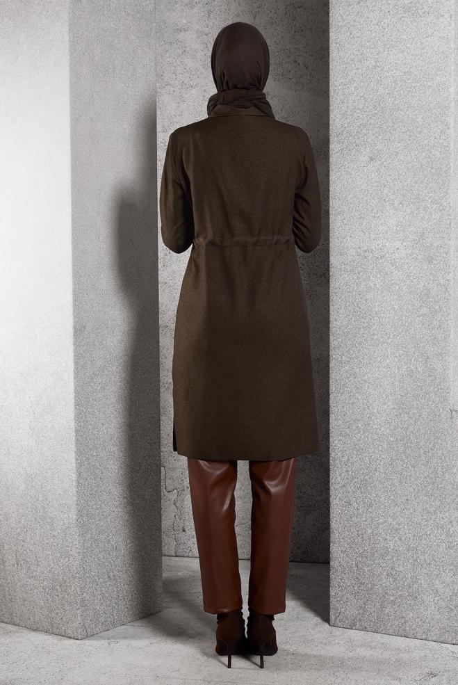 Hijab clothing BROWN SMOCKING WAIST TUNIC 45076 - ALVİNA