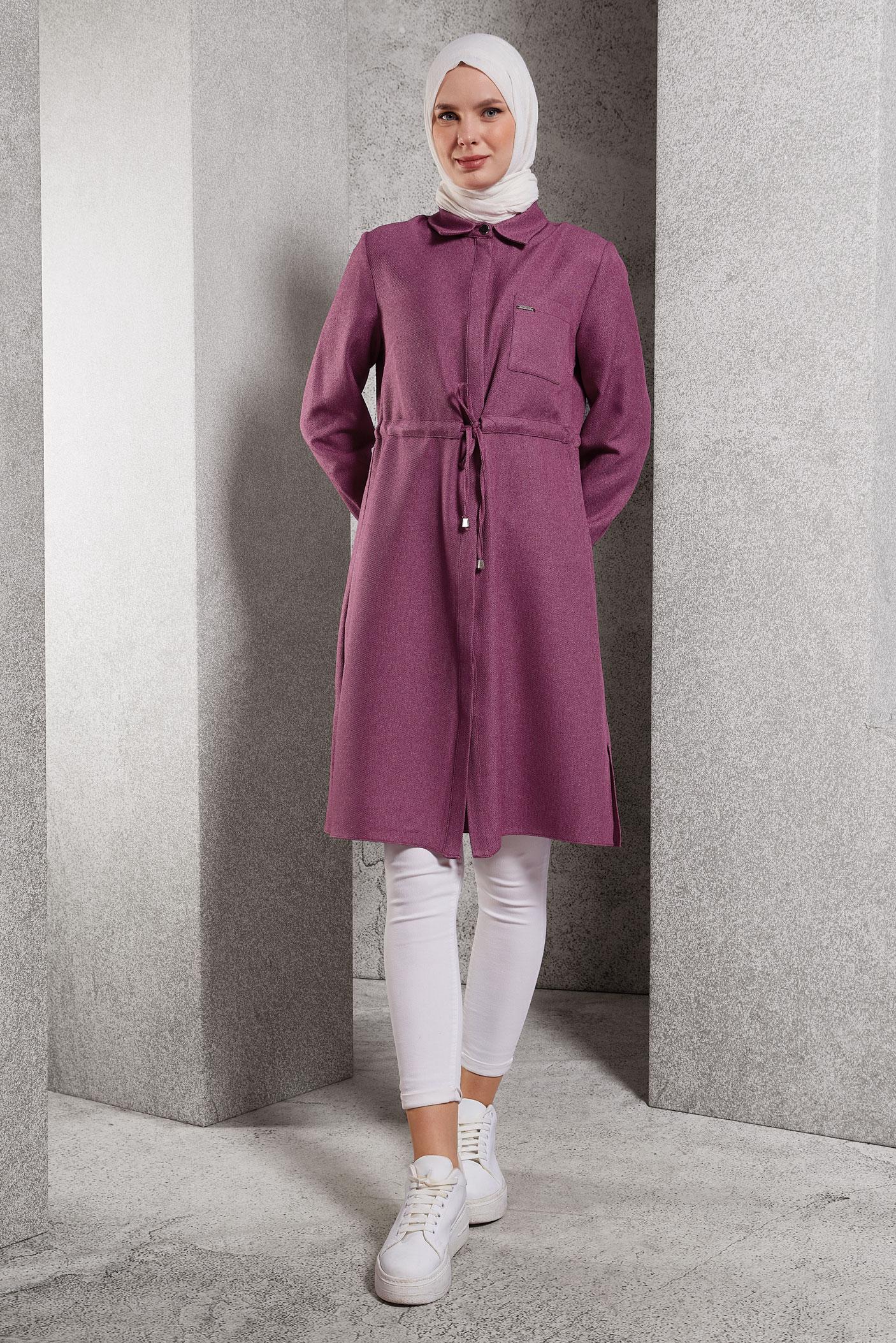 Vêtements hijab POURPRE TUNIQUE À TAILLE SMOCKÉE 45076