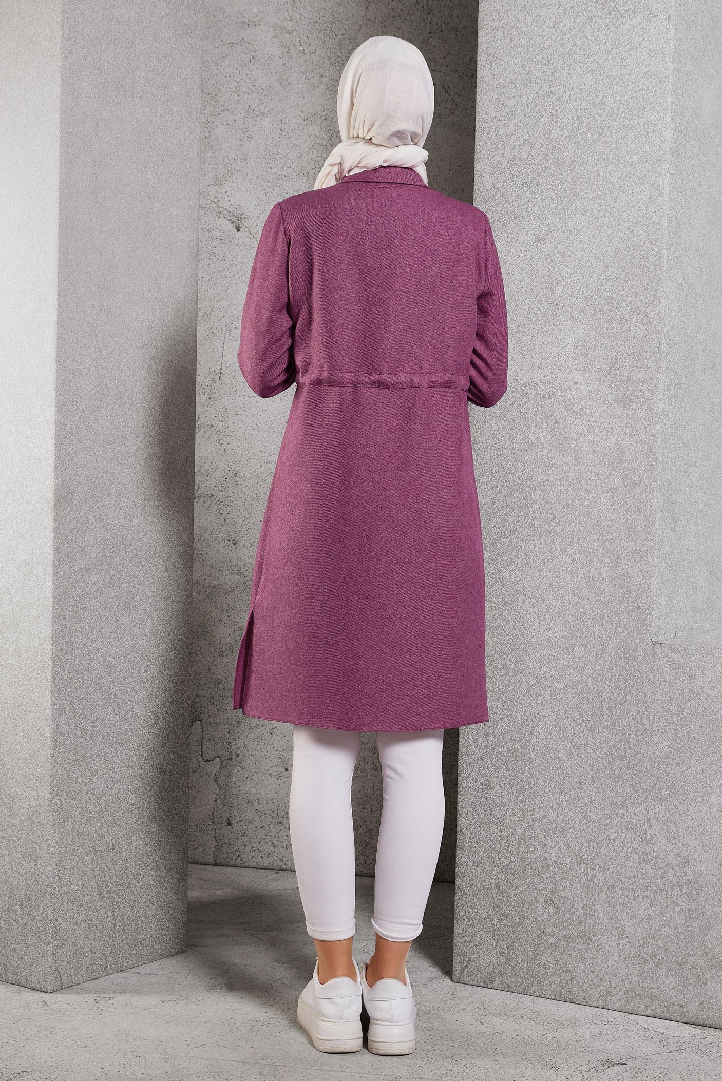 Vêtements hijab POURPRE TUNIQUE À TAILLE SMOCKÉE 45076