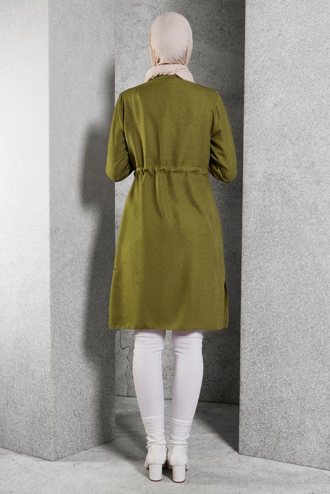 Hijab clothing GREEN SMOCKING WAIST TUNIC 45076 - ALVİNA