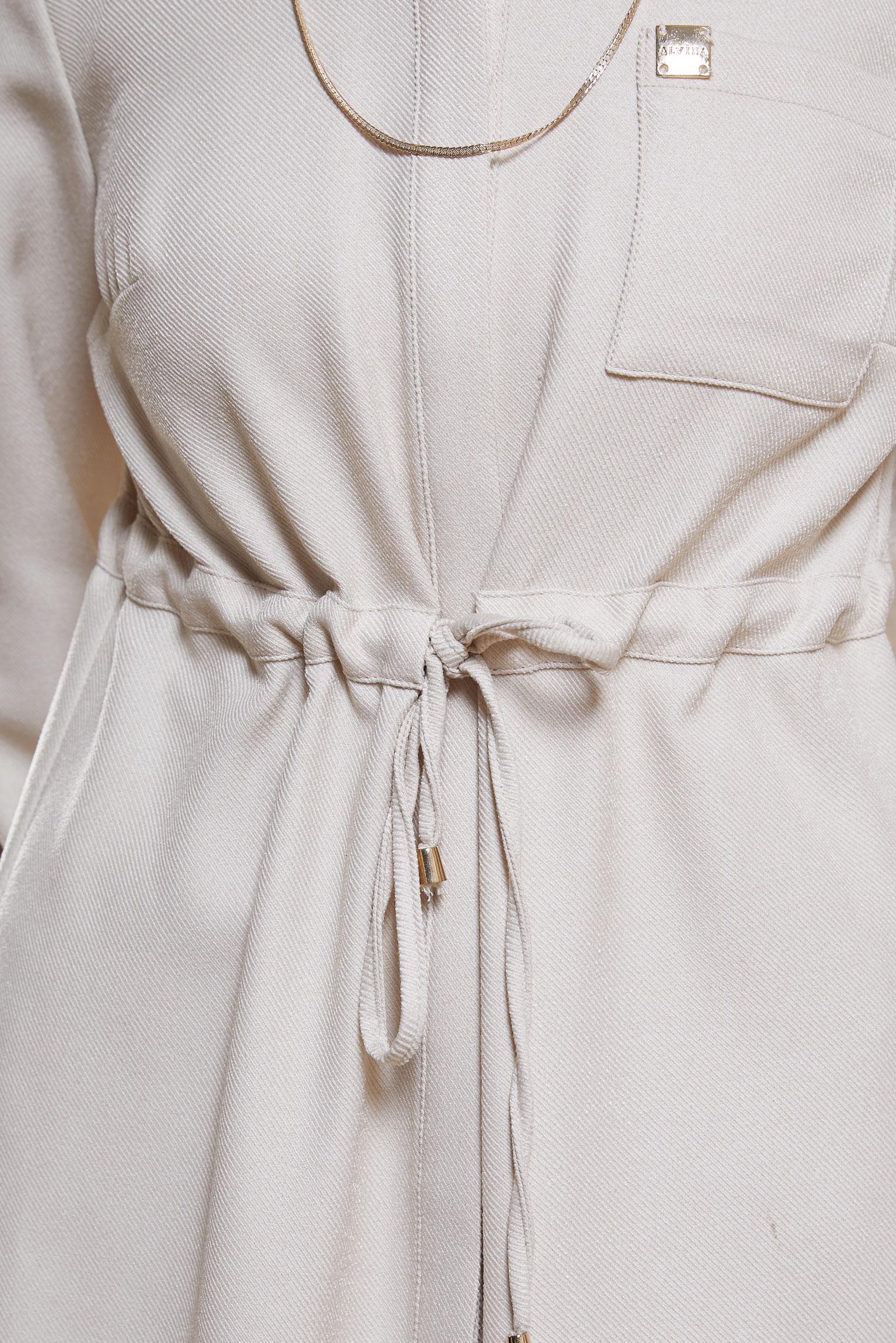 Tesettür giyim EKRU BELİ BÜZGÜLÜ TUNİK 45076