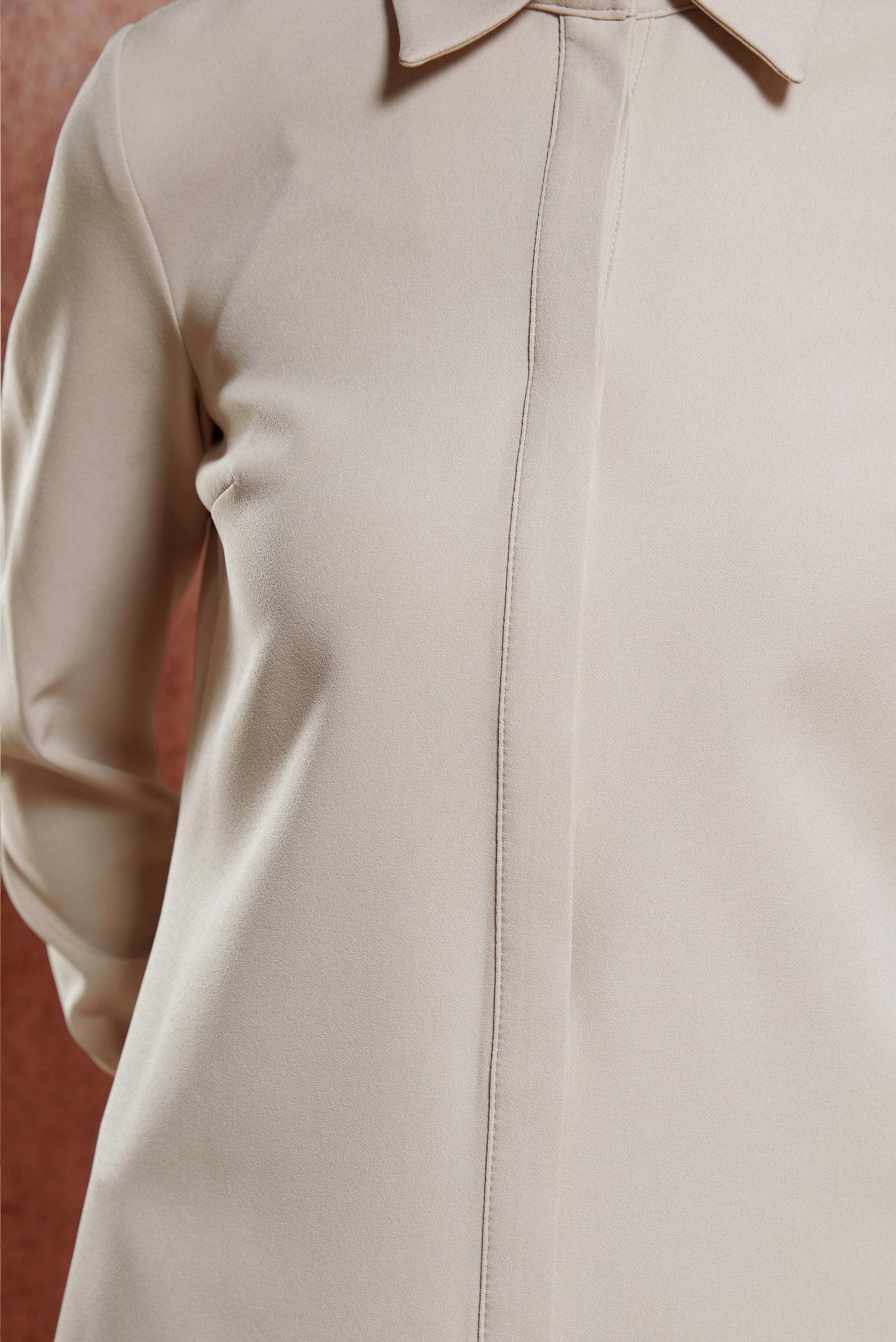 Tesettür giyim EKRU GÖMLEK YAKA TESETTÜR TUNİK 45079