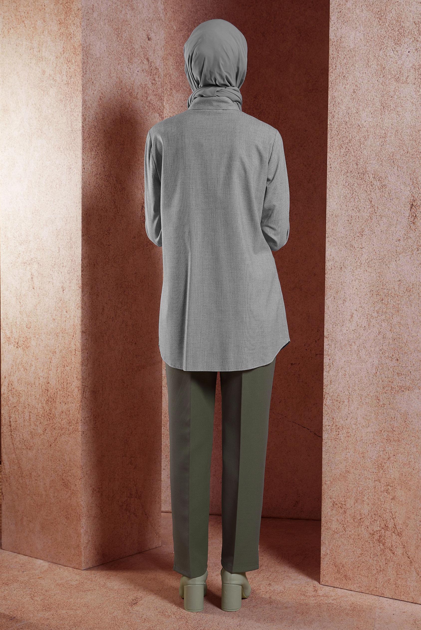 Vêtements hijab NOIR TUNIQUE COL CHEMISE 45080